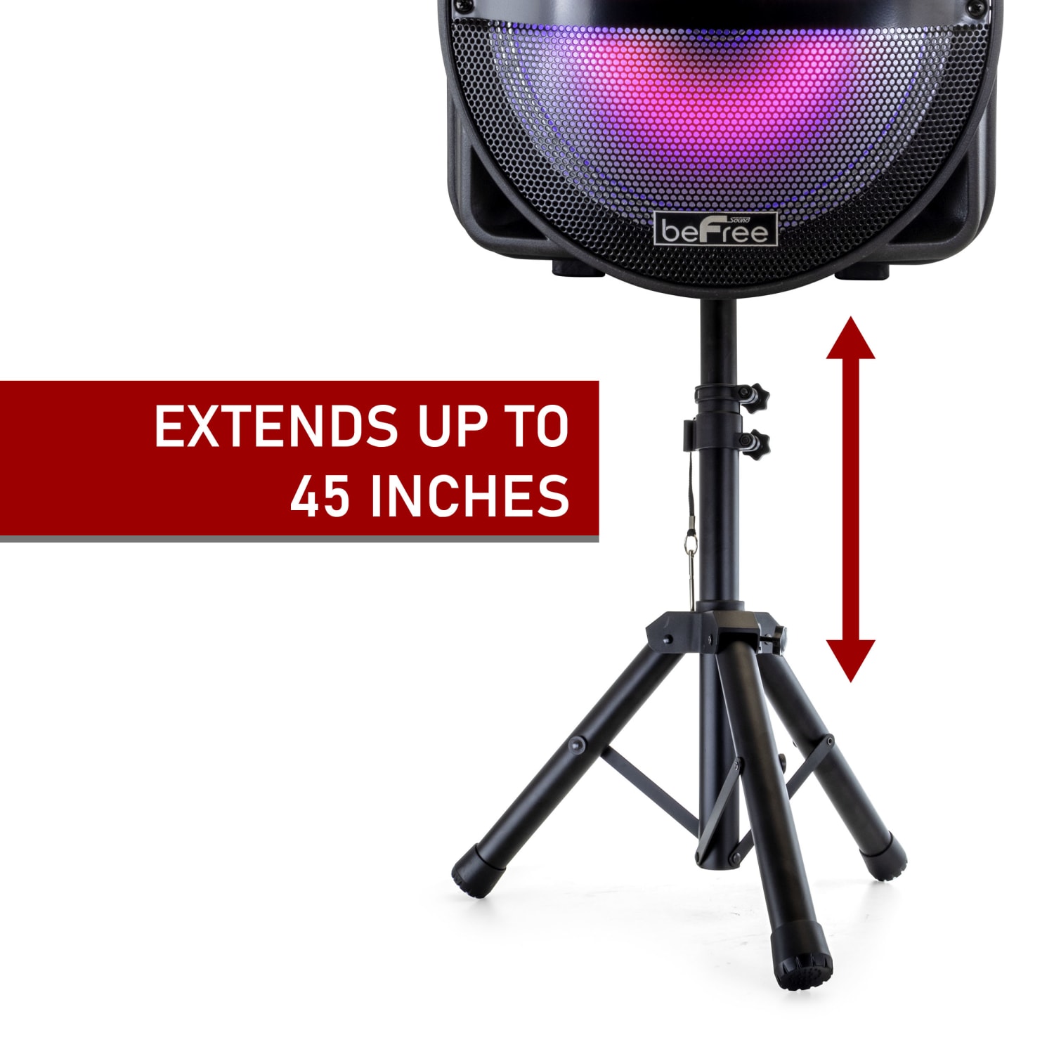 BeFree Sound Bluetooth Rechargeable Portable Wireless PA Party Speaker With Colored LED Lights, Black - Image 4