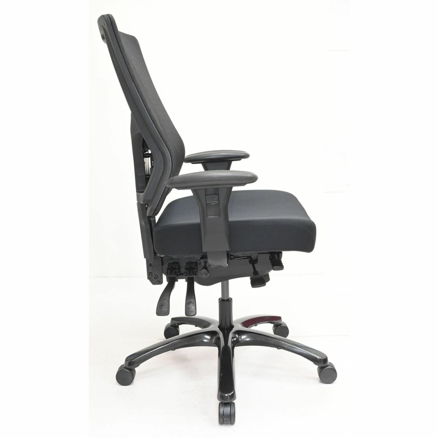 Lorell Big & Tall Mesh High-Back Chair - Polyurethane, Molded Foam, Fabric Seat Material - Mesh Back Material - High Back - Black - Armrest - 1 Each - Image 4