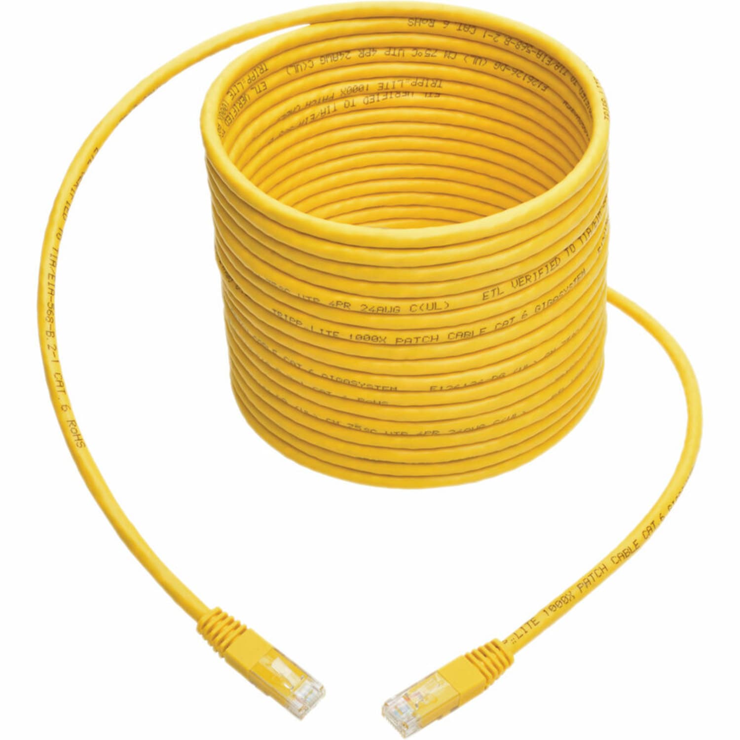 Tripp Lite Cat6 Cat5e Gigabit Molded Patch Cable RJ45 M/M 550MH Yellow 35ft 35ft - 128 MB/s - Patch Cable - N200035YW - Image 3