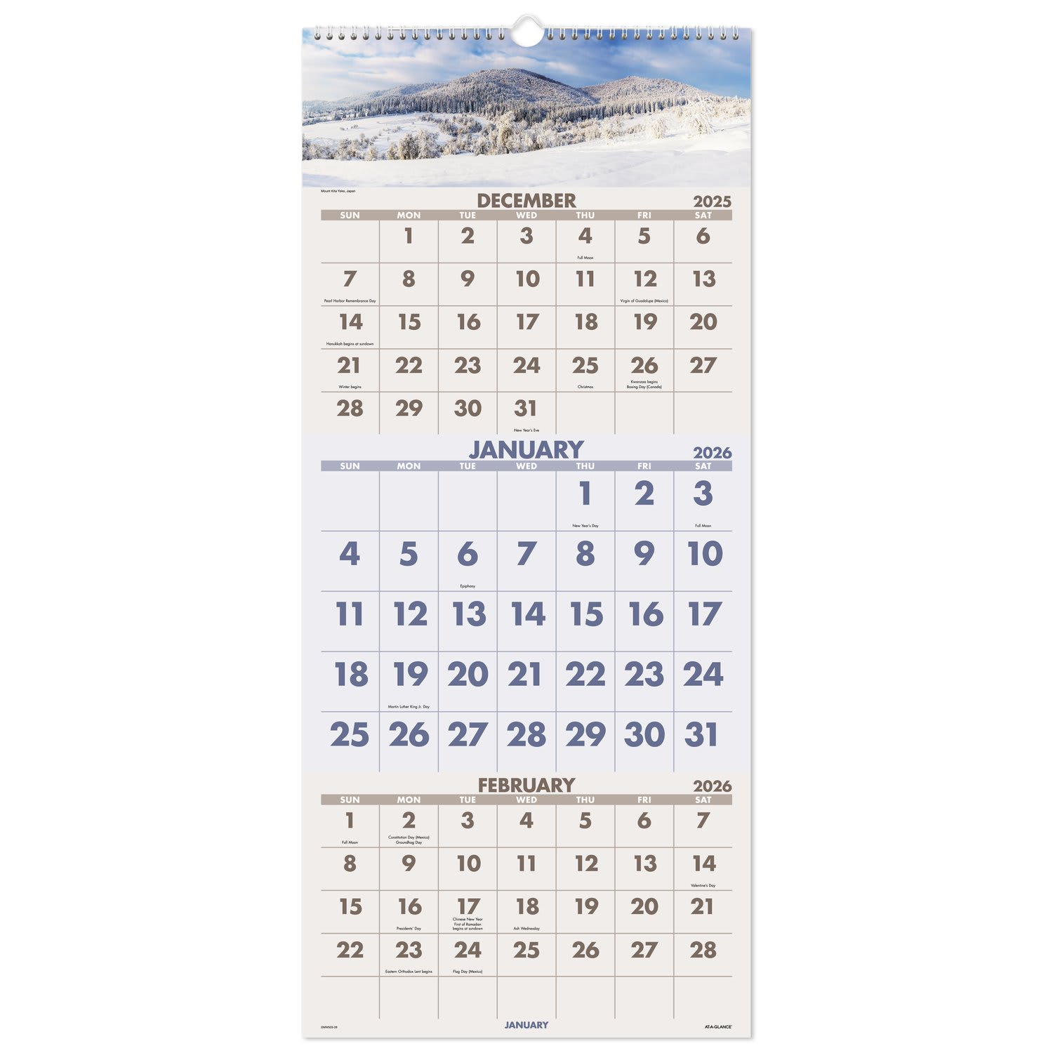 AT-A-GLANCE 2026 Scenic Three Month Wall Calendar, Large, 12in x 27in