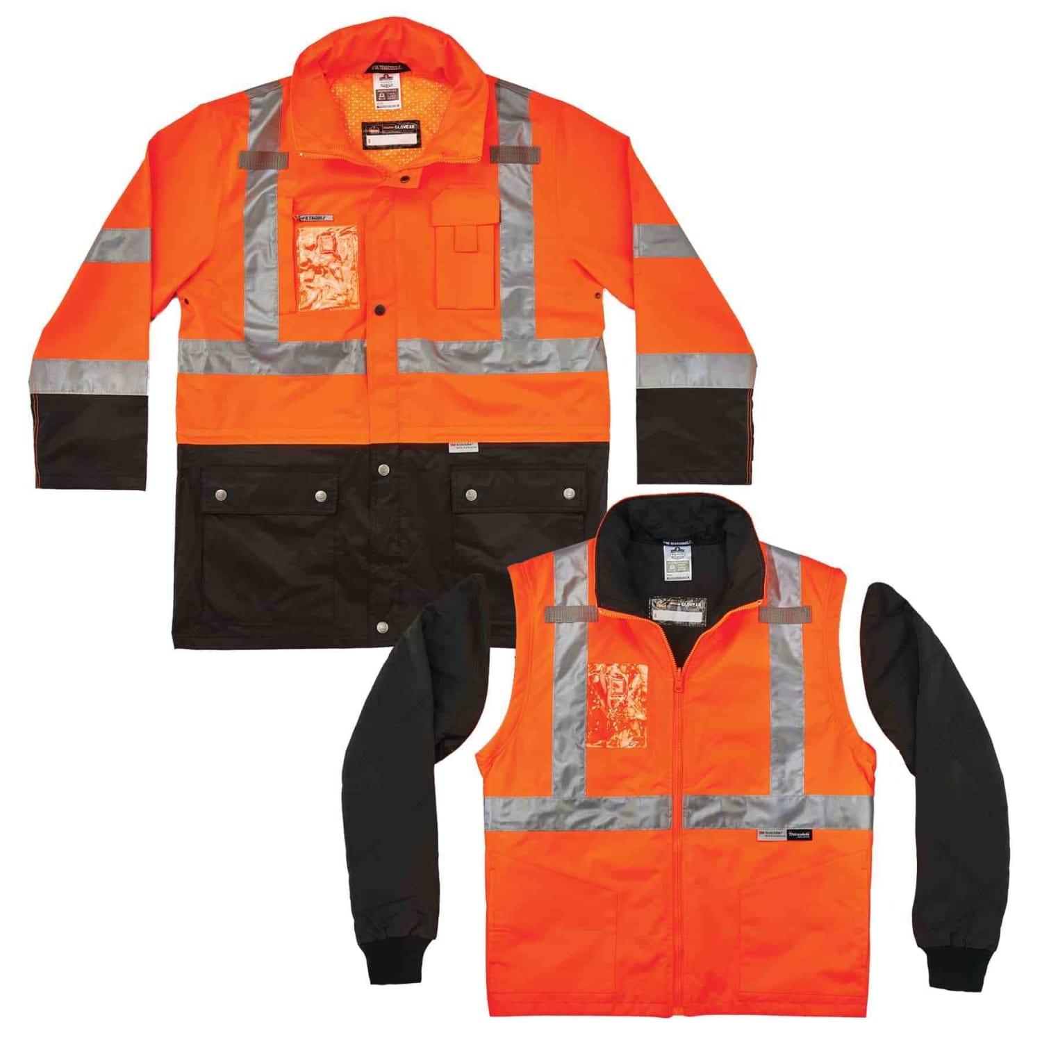 Ergodyne GloWear 8388 4-In-1 Type R Class3/2 Thermal Jacket Kit, 2X, Orange - Image 4
