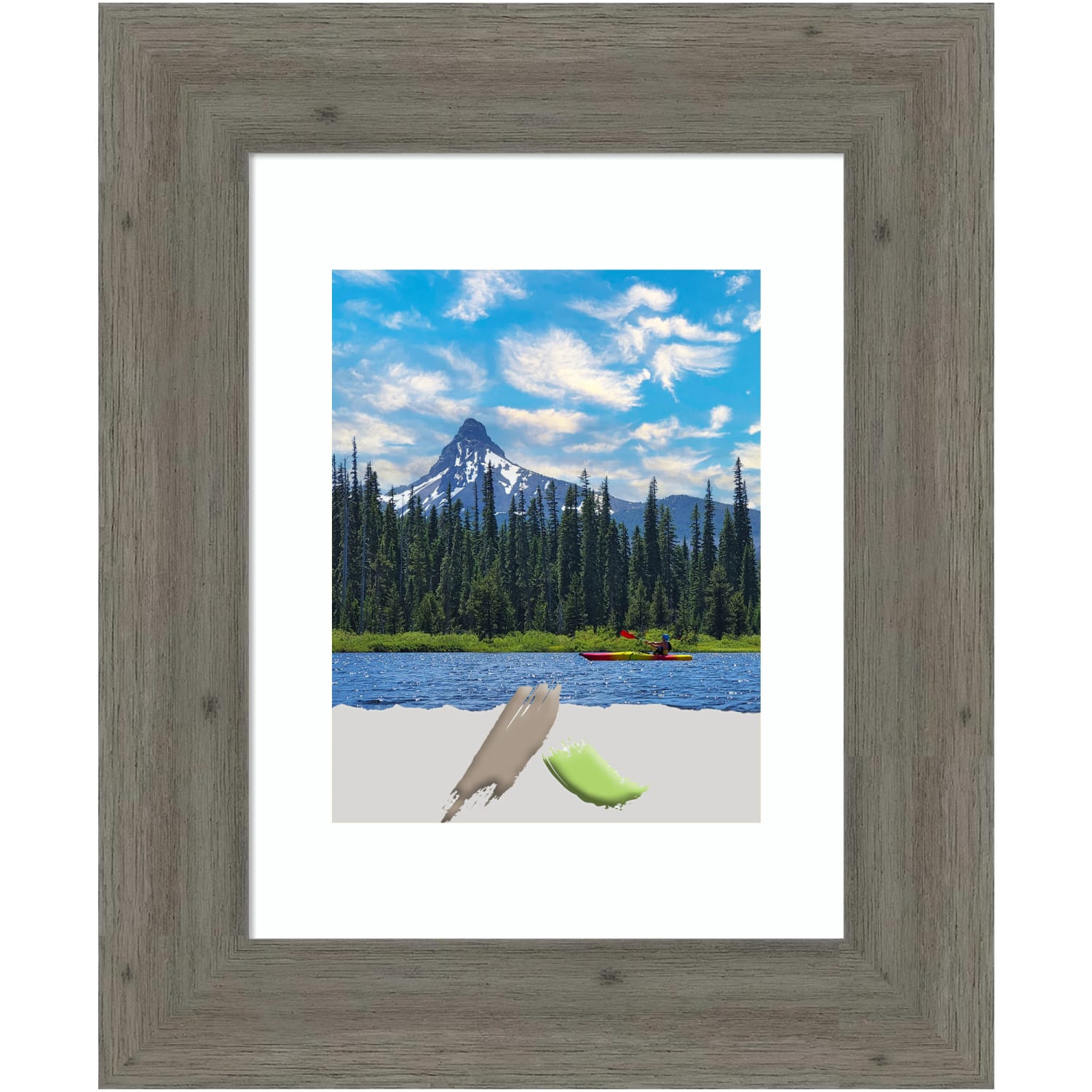 Amanti Art Fencepost Narrow Wood Picture Frame, 16in x 19in, Opening Size 11in x 14in (Matted To 8in x 10in), Gray