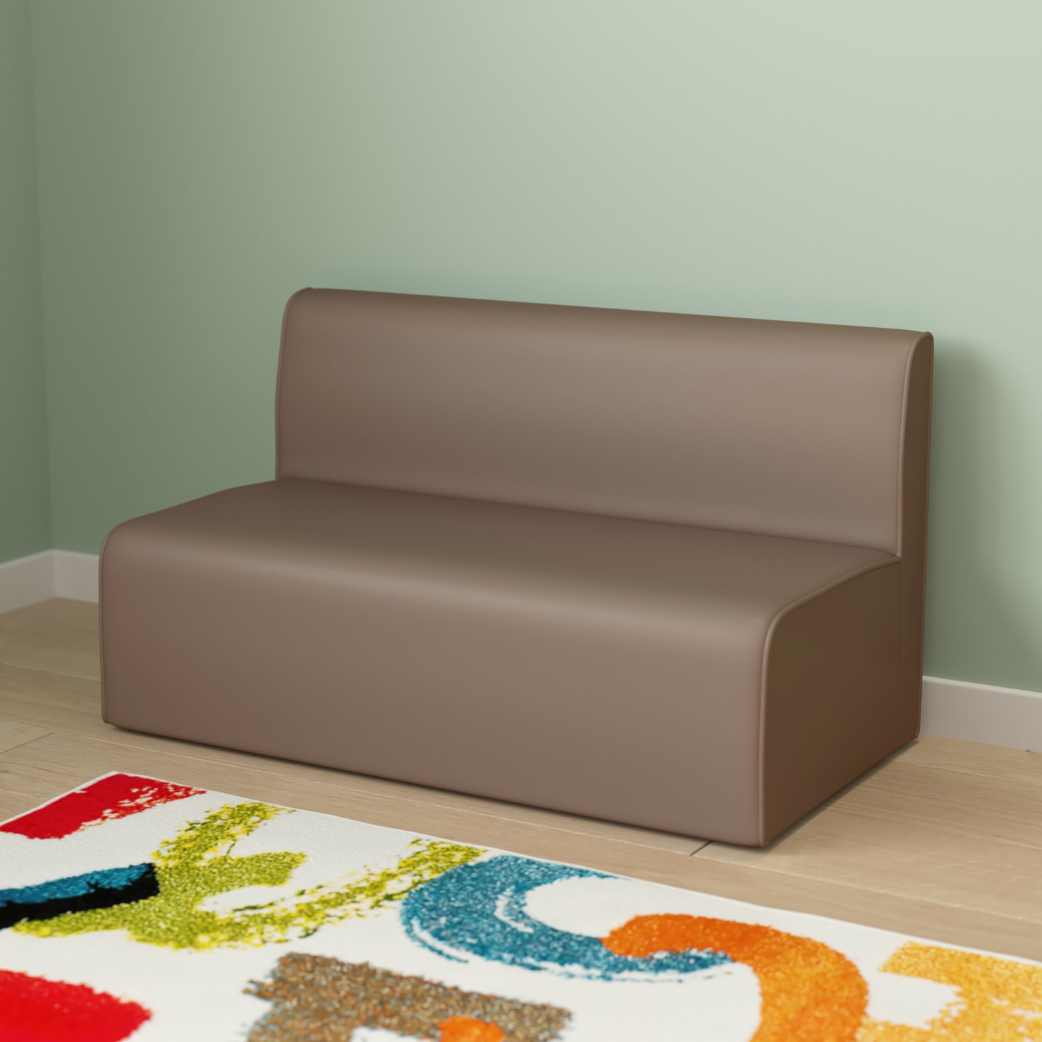 Flash Furniture Bright Beginnings Commercial-Grade Modular Classroom 2-Seater Sofa, Neutral