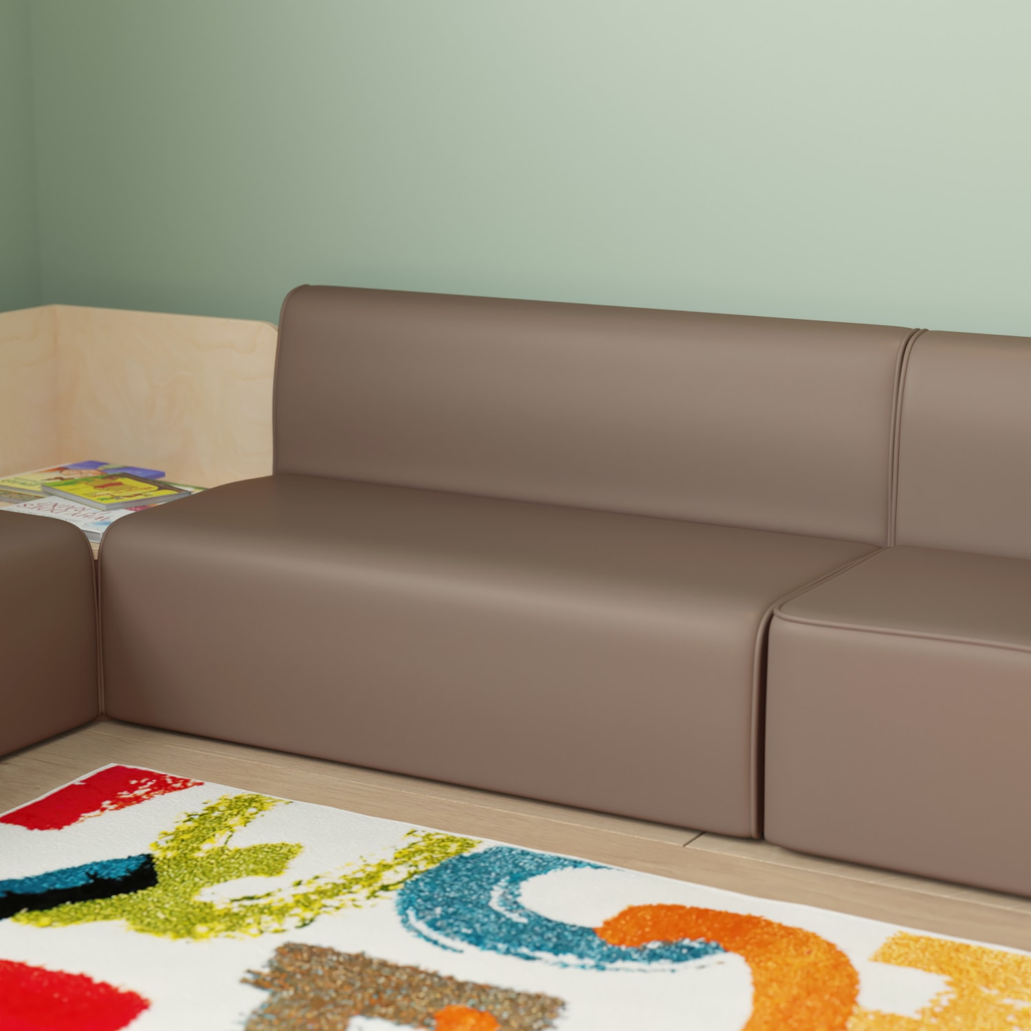 Flash Furniture Bright Beginnings CommercialGrade Modular Classroom 2Seater Sofa Neutral PopularChairscom Flash Furniture Bright Beginnings Commercial Grade Modular Classroom 2 Seater Sofa Neutral PopularChairscom