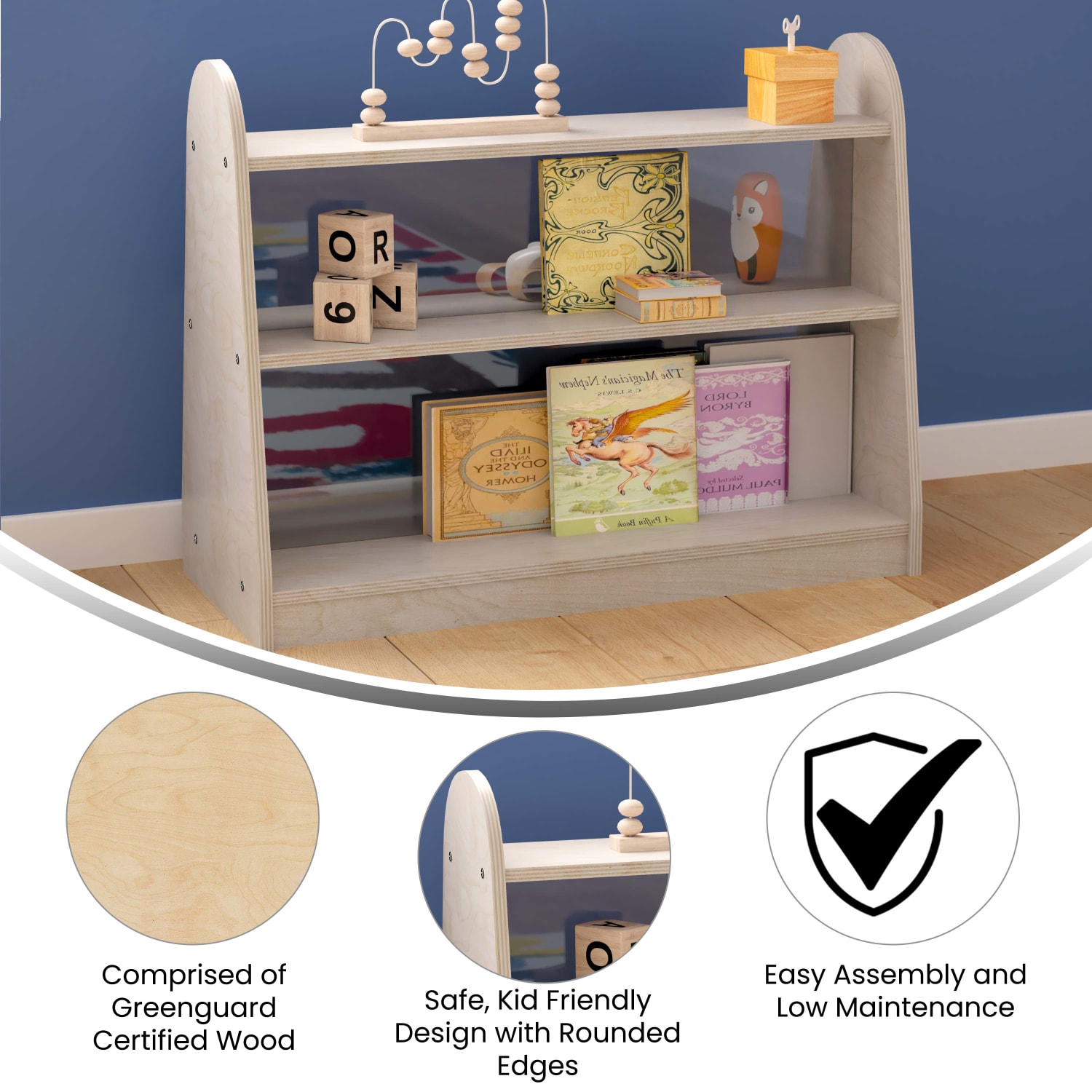 Flash Furniture Bright Beginnings Commercial Grade Double-Sided Wooden Classroom Storage Unit With Plastic Divider, 24-1/2inH x 31-1/2inW x 11-3/4inD, Natural/Beech - Image 5