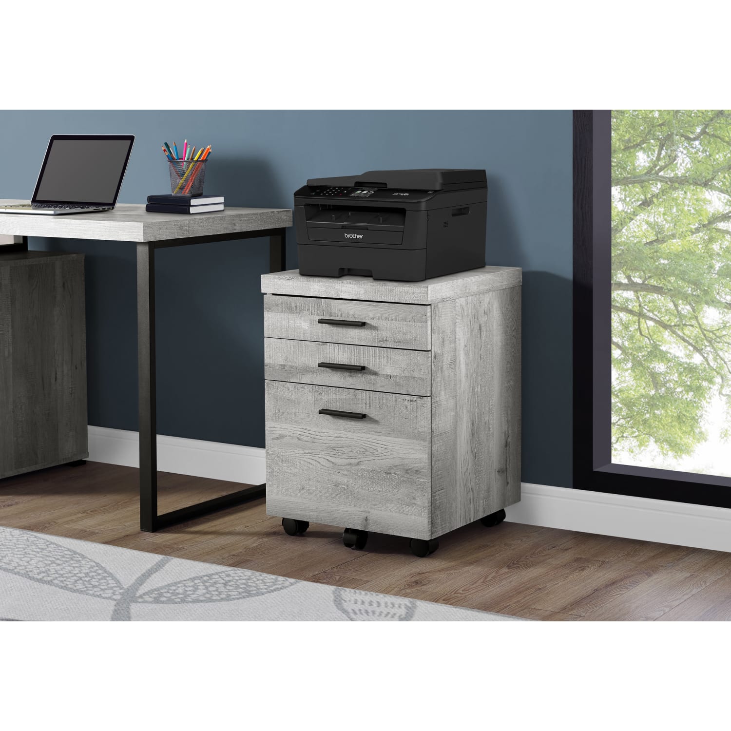 Monarch Specialties 17-3/4inD Vertical 3-Drawer File Cabinet, Gray Wood Grain - Image 3