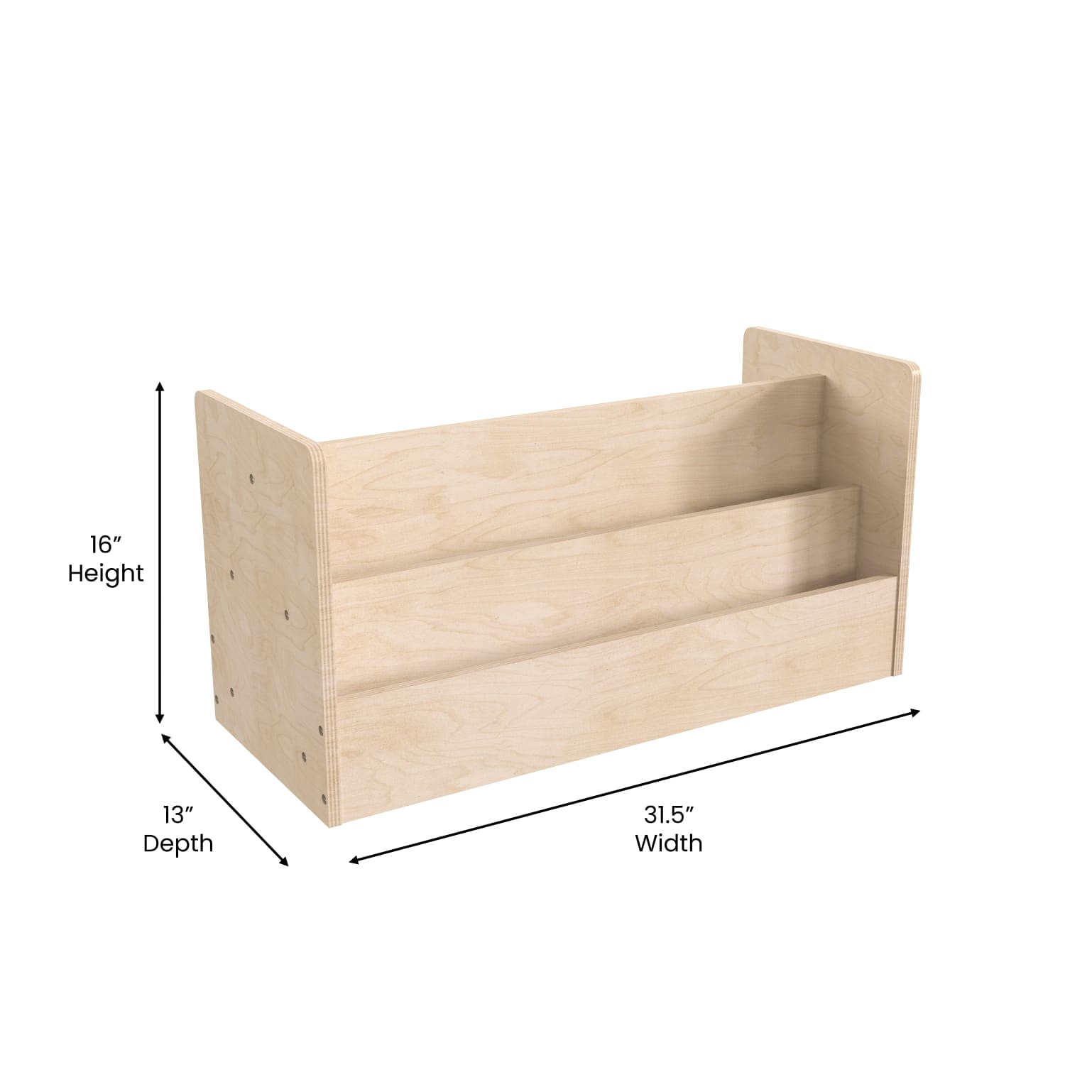 Flash Furniture Bright Beginnings Commercial-Grade Modular Double-Sided Tiered Wooden Classroom Book Display Shelf, 16inH x 31-1/2inW x 13inD, Beech - Image 6