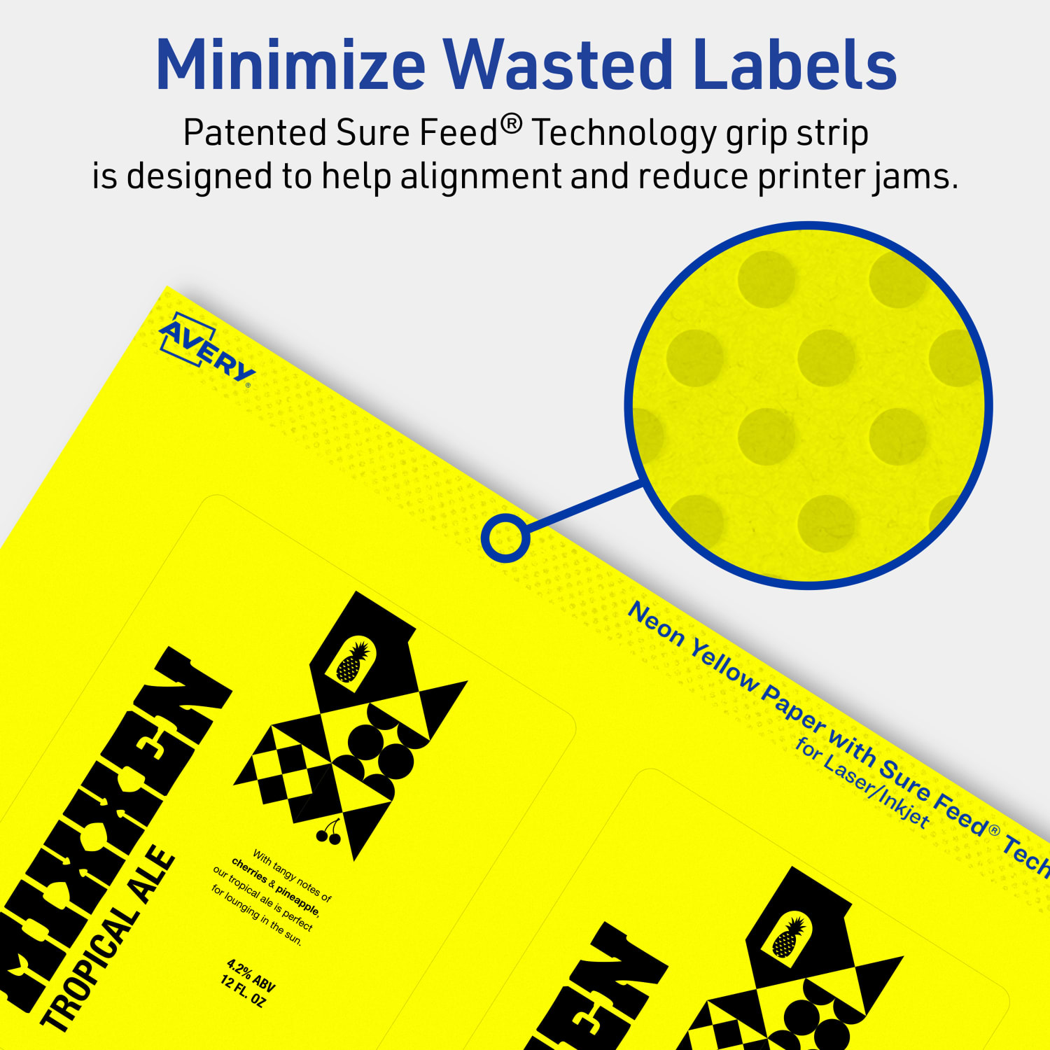 Avery Print-To-The-Edge Labels With Sure Feed Technology, 94252-NYP80, Rectangle, 4in x 3in, Matte Neon Yellow, Pack of 320 - Image 5