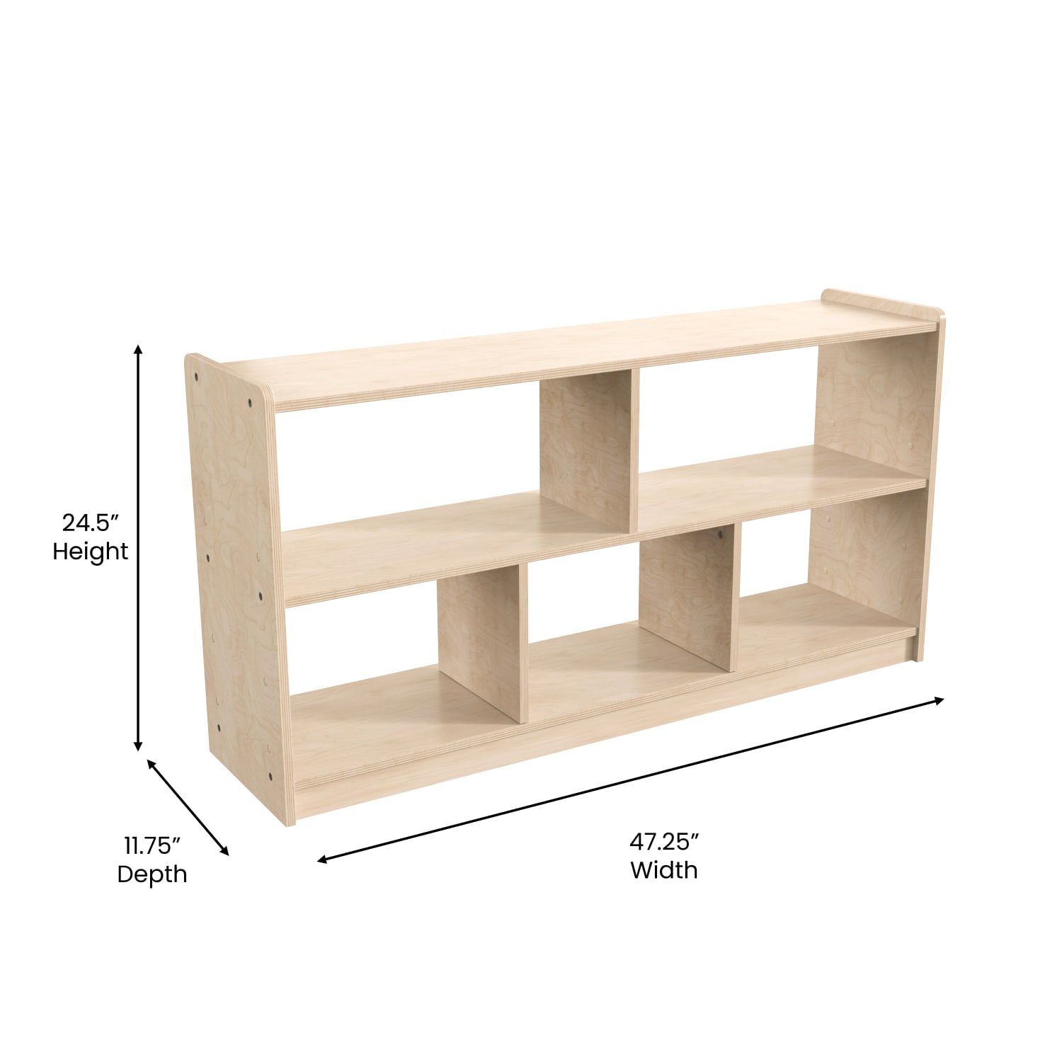 Flash Furniture Bright Beginnings Commercial Modular Wood Classroom Open Storage Unit, 24-1/2inH x 47-1/4inW x 11-3/4inD, Beech - Image 6