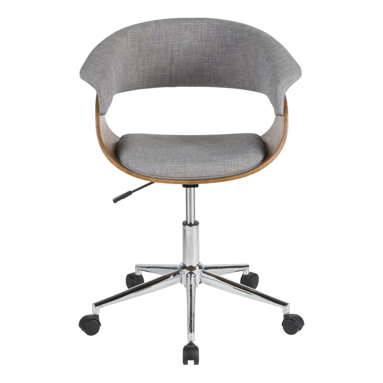LumiSource Vintage Mod Mid-Century Modern Mid-Back Chair, Light Gray/Walnut/Chrome - Image 4