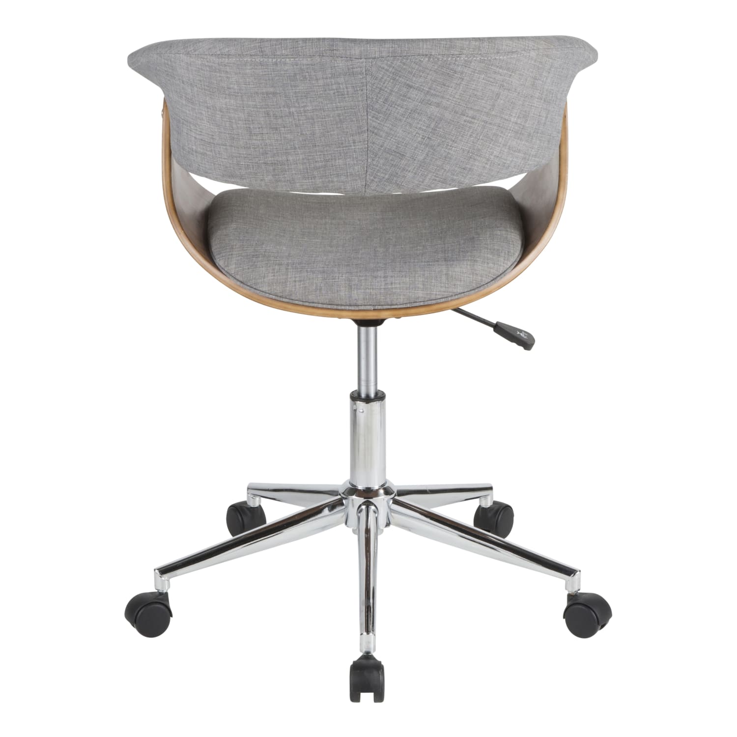 LumiSource Vintage Mod Mid-Century Modern Mid-Back Chair, Light Gray/Walnut/Chrome - Image 5