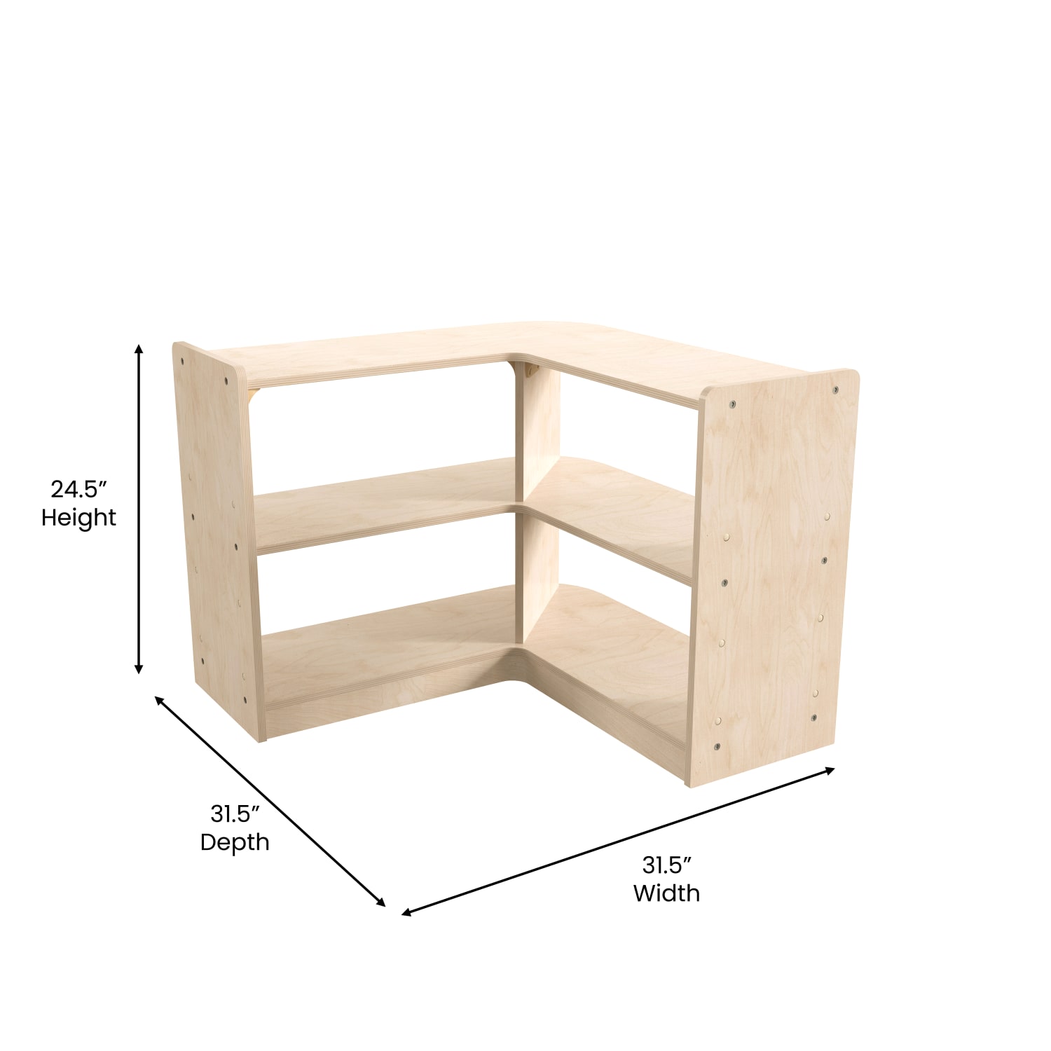 Flash Furniture Bright Beginnings Commercial Tiered Wooden Classroom Open Corner Storage Unit, 24-1/2inH x 31-1/2inW x 31-1/2inD, Beech - Image 6