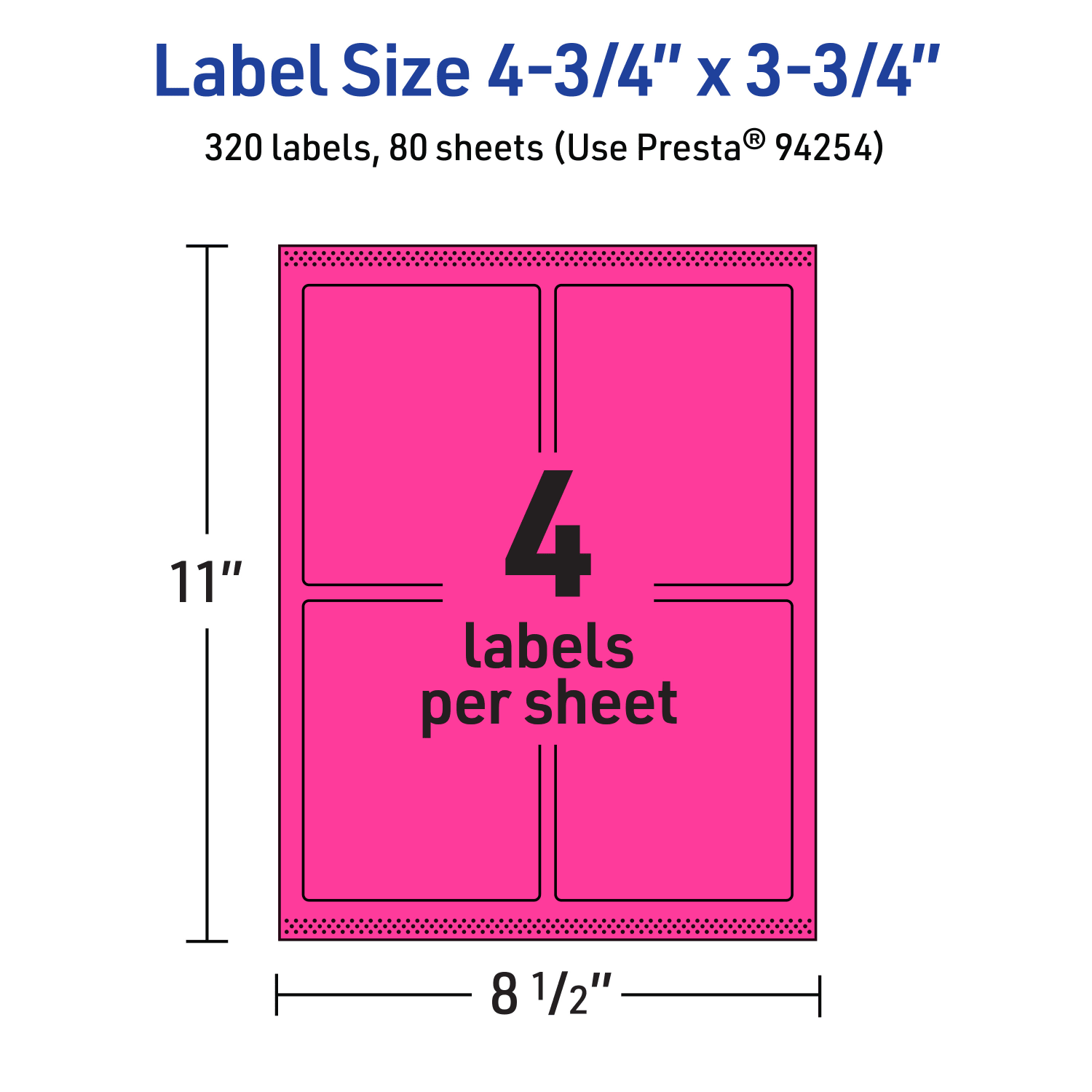 Avery Print-To-The-Edge Labels With Sure Feed Technology And Easy Peel, 94254-NMP80, Rectangle, 4-3/4in x 3-3/4in, Matte Neon Magenta, Pack of 320 - Image 6