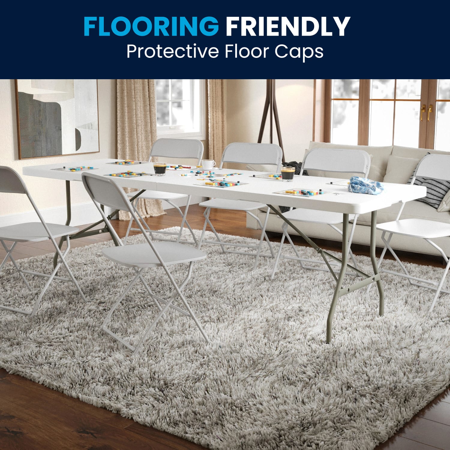 Flash Furniture Bi-Fold Plastic Banquet And Event Folding Table, 29inH x 30inW x 96inD, Granite White - Image 6