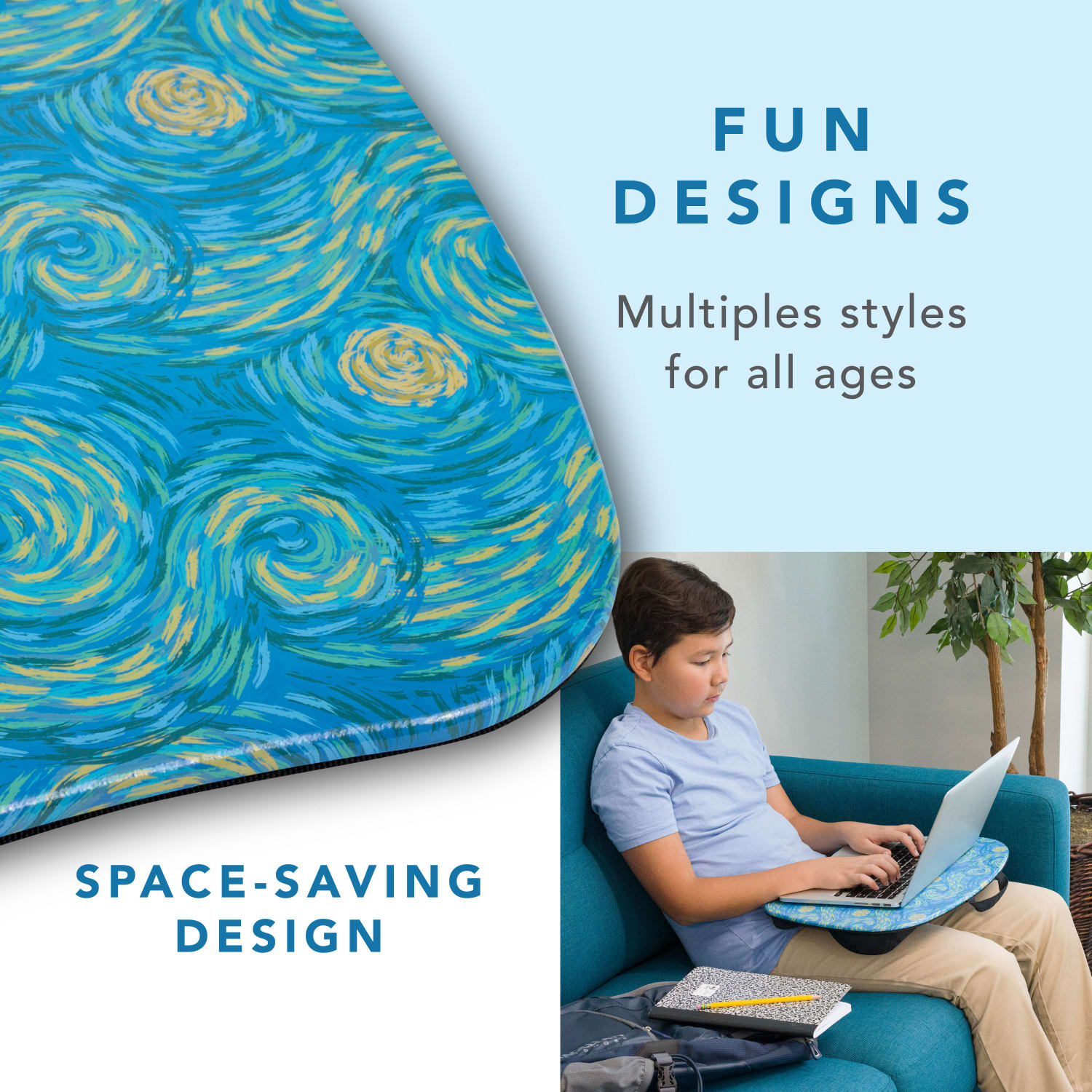 LapGear MyStyle Lap Desk, 2-5/8inH x 17inW x 13-1/4inD, Starry Blue - Image 4
