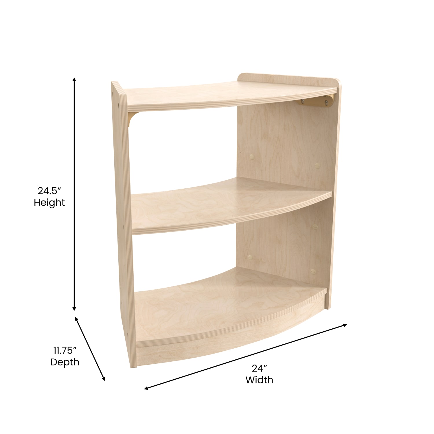 Flash Furniture Bright Beginnings Commercial Bow Front Wooden Classroom Open Corner Storage Unit, 24-1/2inH x 24inW x 11-3/4inD, Beech - Image 6