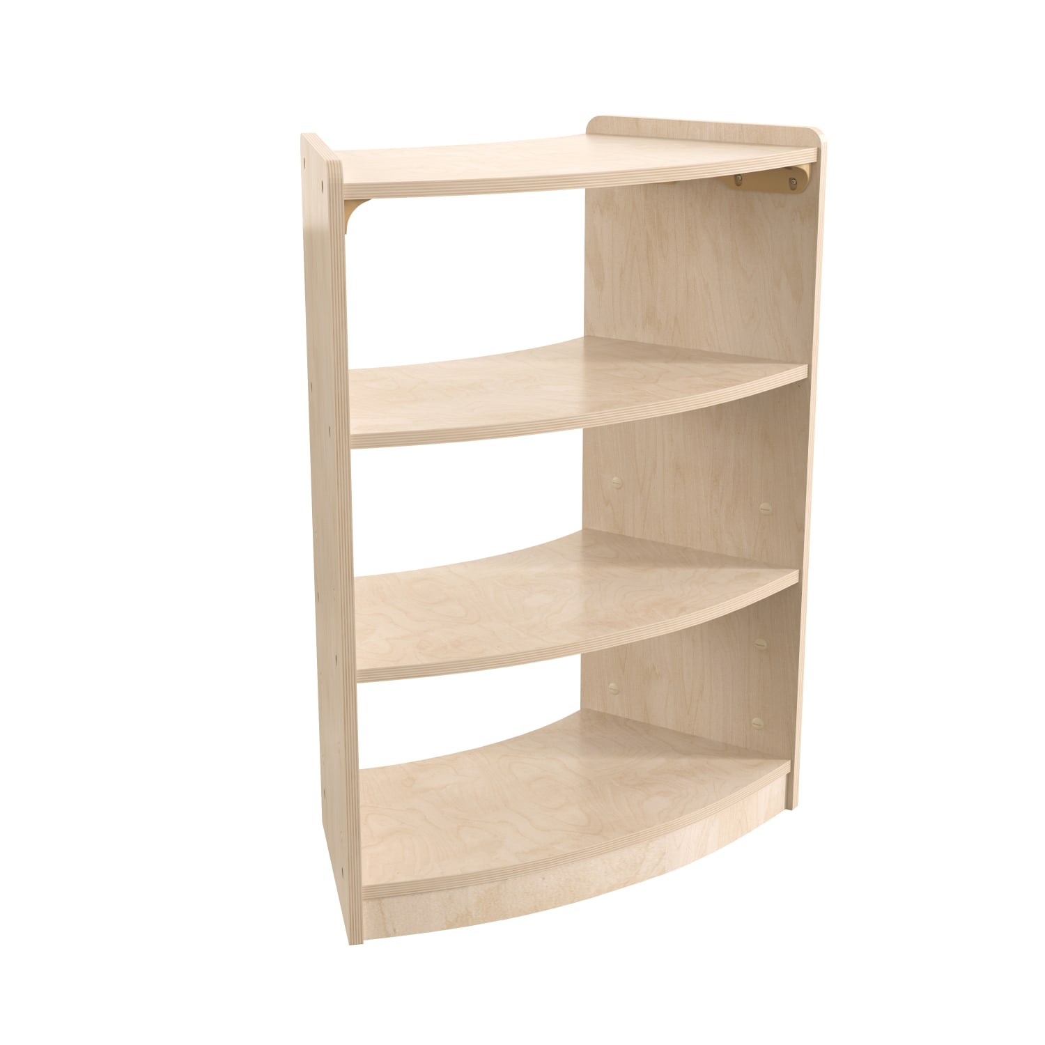 Flash Furniture Bright Beginnings Commercial Grade Bow Front Wooden Classroom Open Corner Storage Unit, 31-1/2inH x 24inW x 11-3/4inD, Beech - Image 3