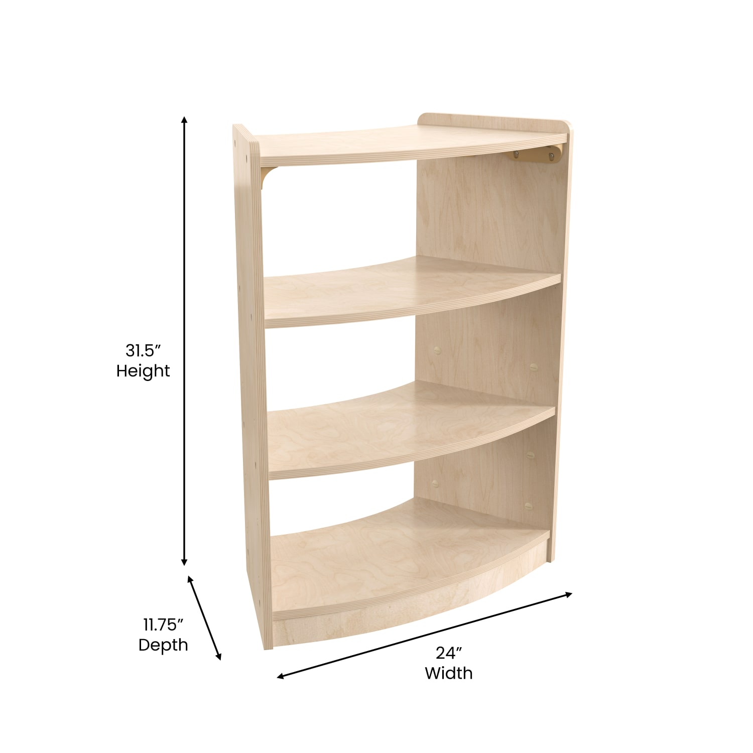 Flash Furniture Bright Beginnings Commercial Grade Bow Front Wooden Classroom Open Corner Storage Unit, 31-1/2inH x 24inW x 11-3/4inD, Beech - Image 6
