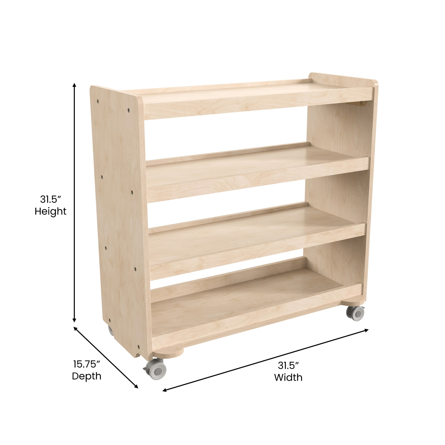 Flash Furniture Bright Beginnings Commercial-Grade Space-Saving Wooden Mobile Classroom Storage Cart, Beech - MKKE24114 - Image 6