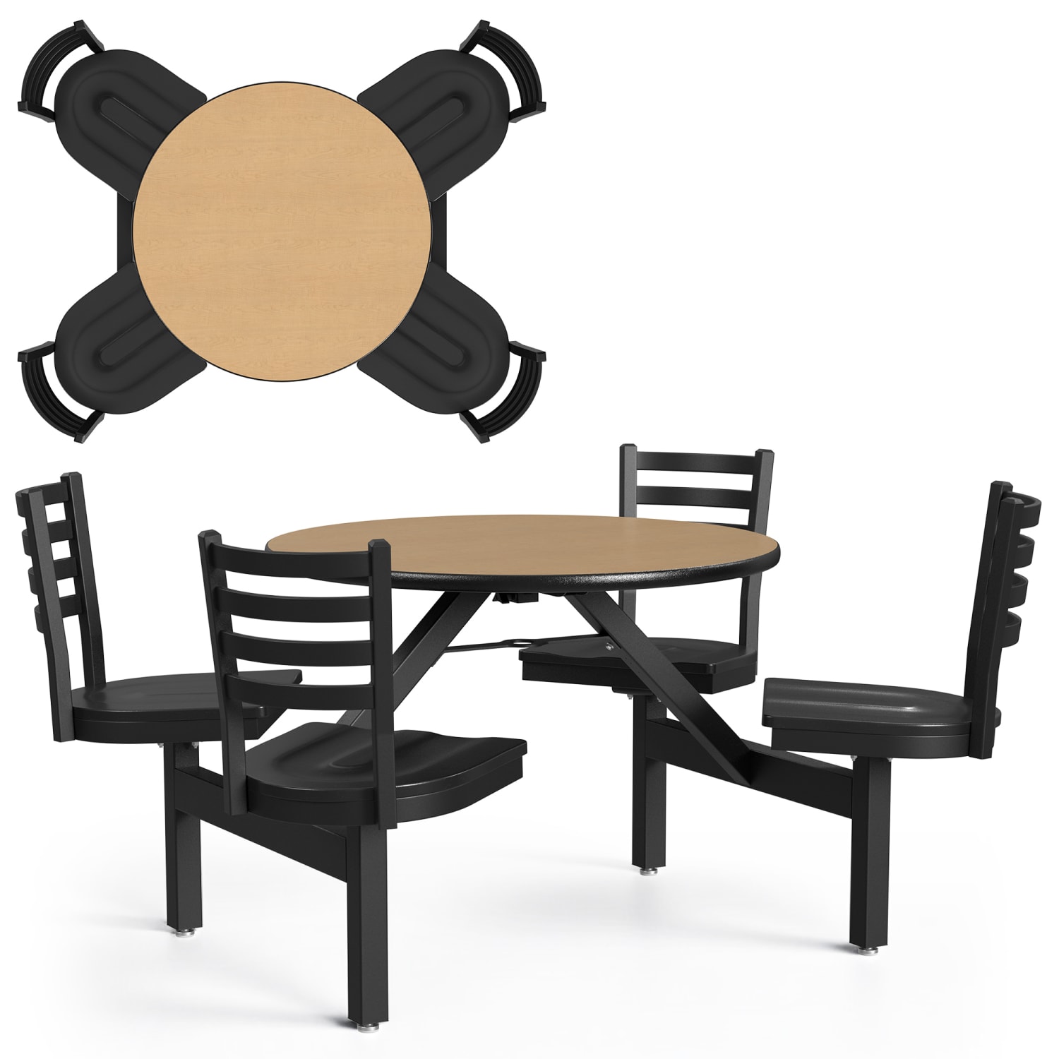 Palmer Hamilton Covey Indoor Cluster Table With 4 Seats, 29in x 54in, Fusion Maple/Black - Image 3