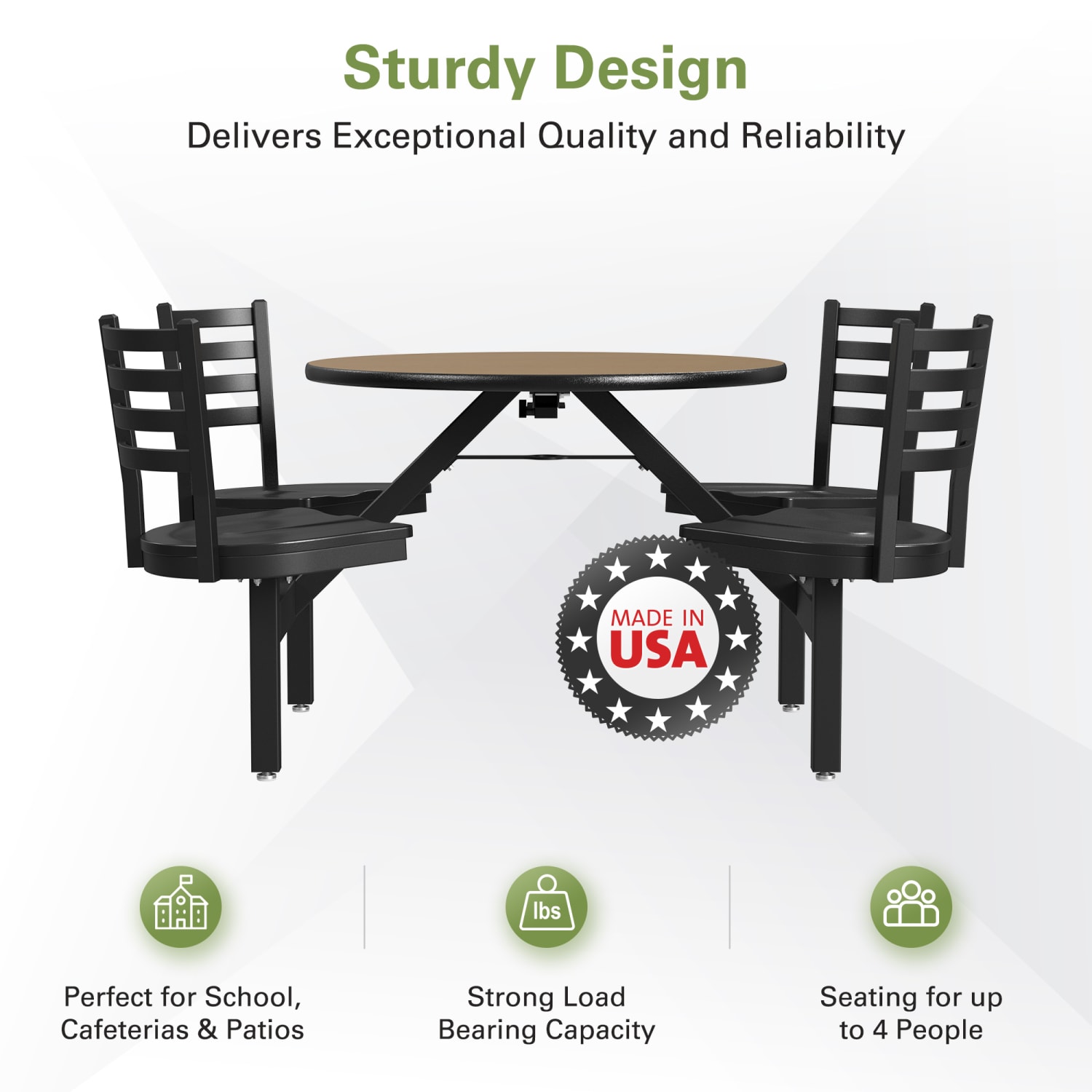 Palmer Hamilton Covey Indoor Cluster Table With 4 Seats, 29in x 54in, Fusion Maple/Black - Image 5