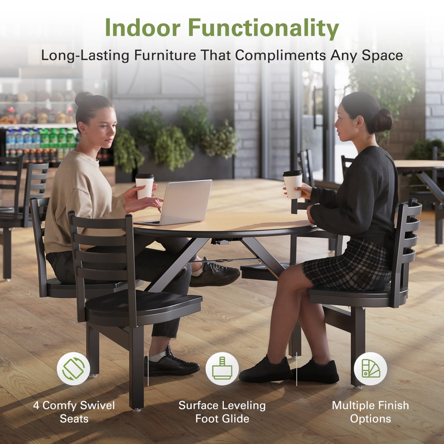 Palmer Hamilton Covey Indoor Cluster Table With 4 Seats, 29in x 54in, Fusion Maple/Black - Image 6