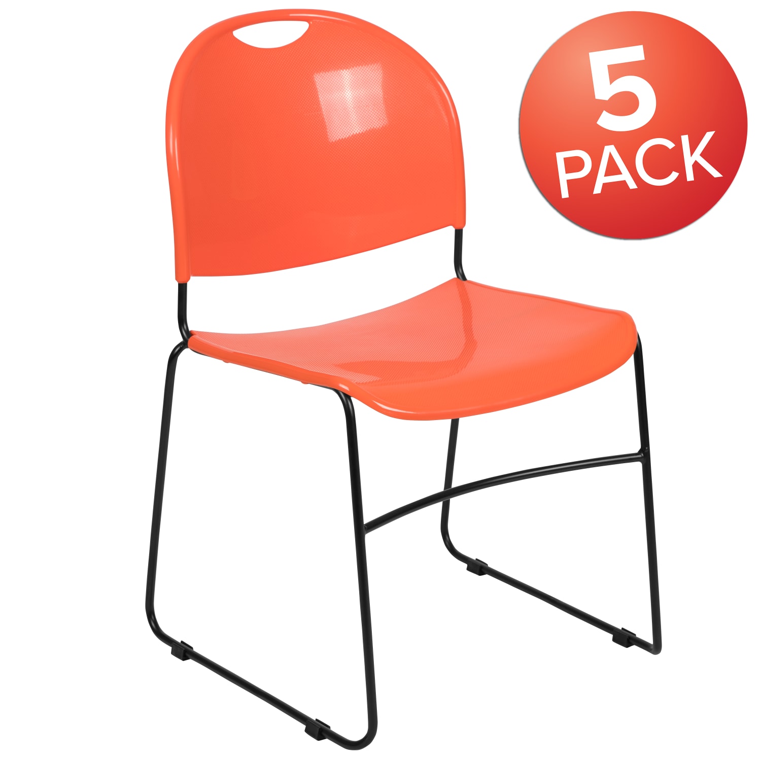 Flash Furniture HERCULES Series Ultra Compact Stack Chairs Orange Set Of 5 Chairs PopularChairscom