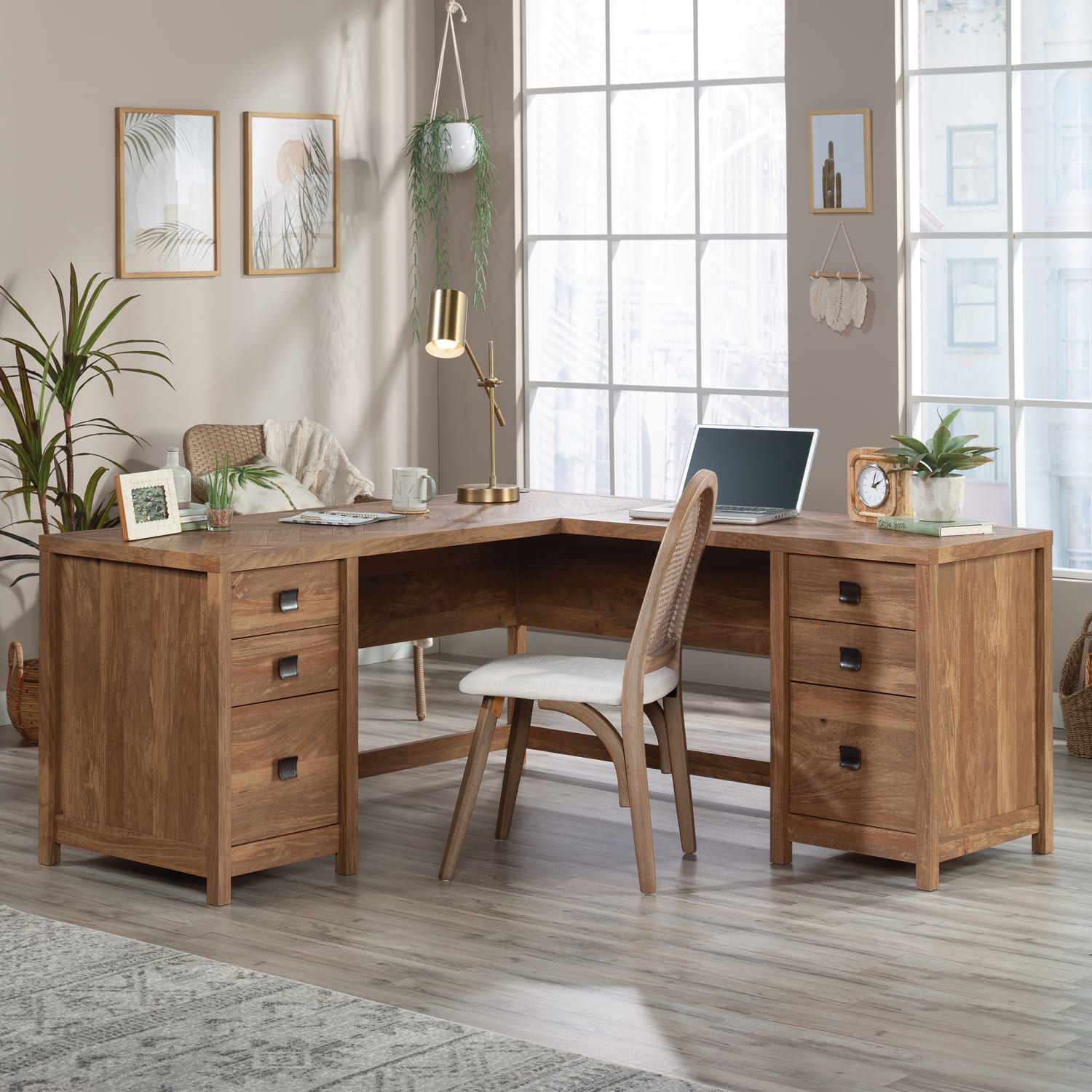 Sauder Cannery Bridge 66inW Executive L-Computer Desk, Sindoori Mango - Image 4