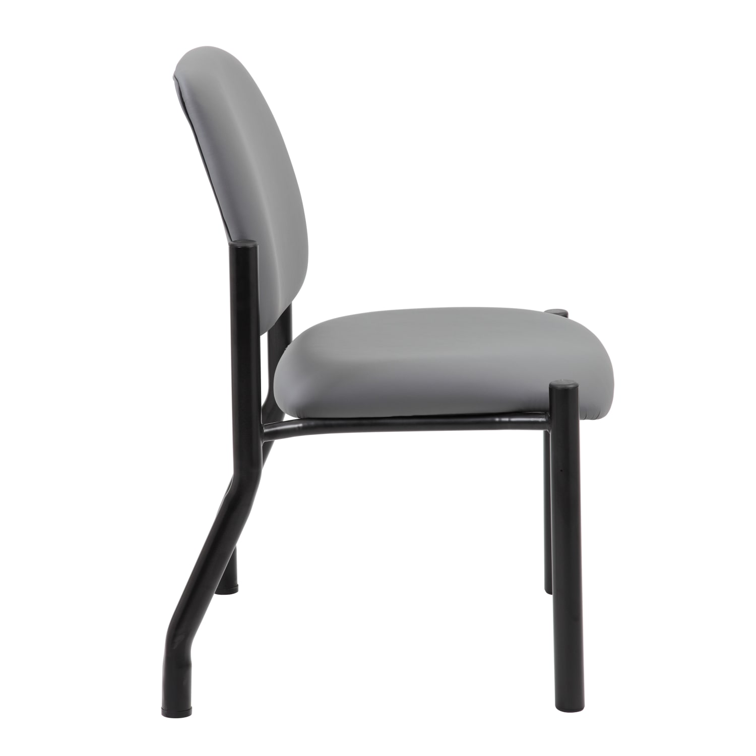 Boss Office Products Vinyl Mid Back Armless Guest Chair Gray PopularChairscom