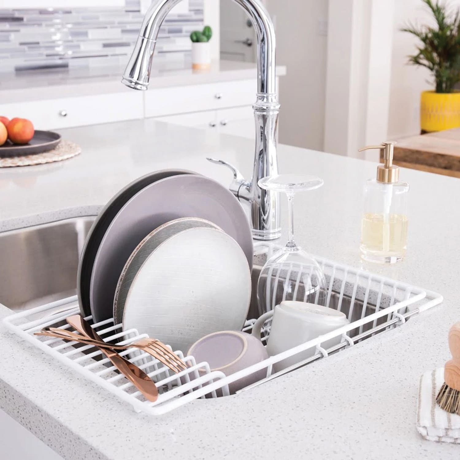 Better Houseware Adjustable Over-the-Sink Dish Drainer, 5inH x 11-1/2inW x 16-1/2inD, White - Image 4