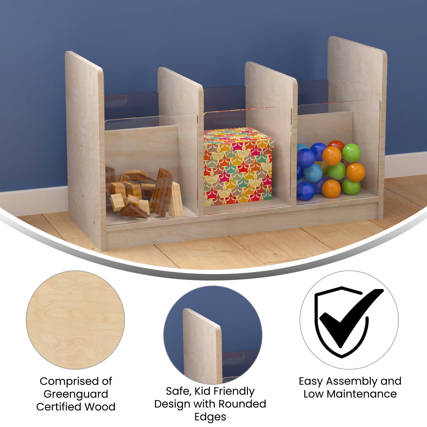 Flash Furniture Bright Beginnings Commercial-Grade Modular Double-Sided Multipurpose Wooden Classroom Storage Unit, Beech - MKKE24558 - Image 5