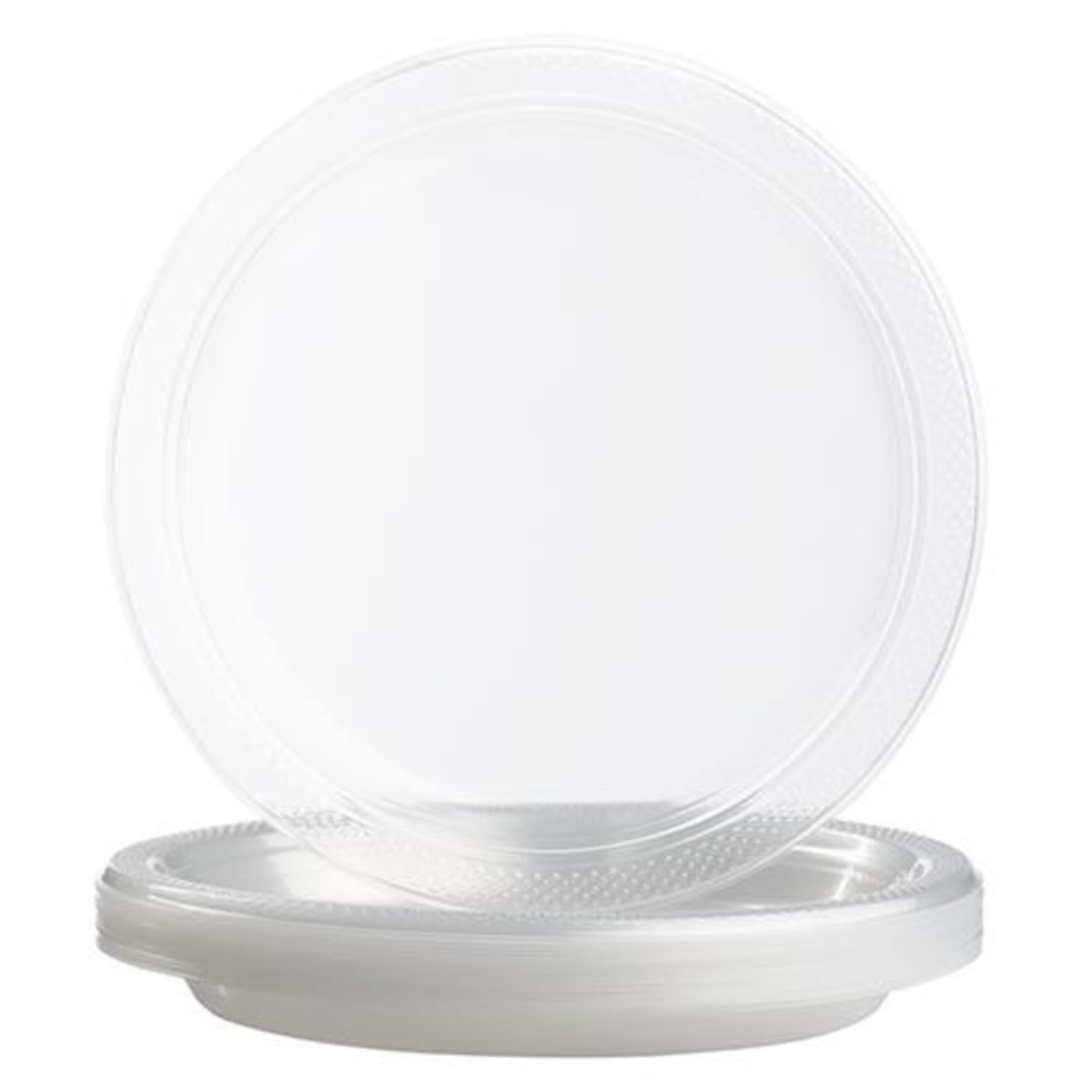 JAM PAPER Round Plastic Party Plates, Medium, 9 inch, Clear, 20/Pack