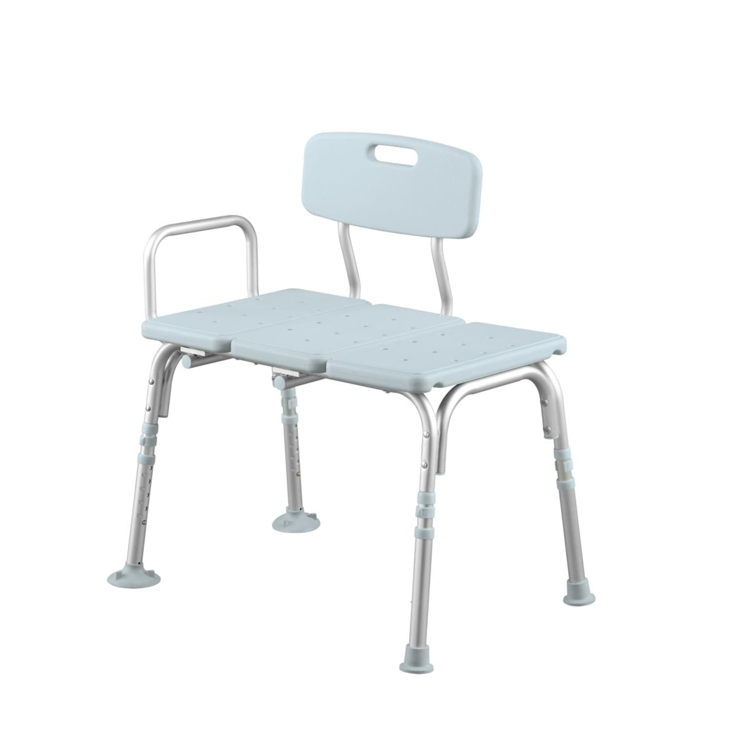 Medline Transfer Bench With Back, Knockdown With Microban, Blue/Silver