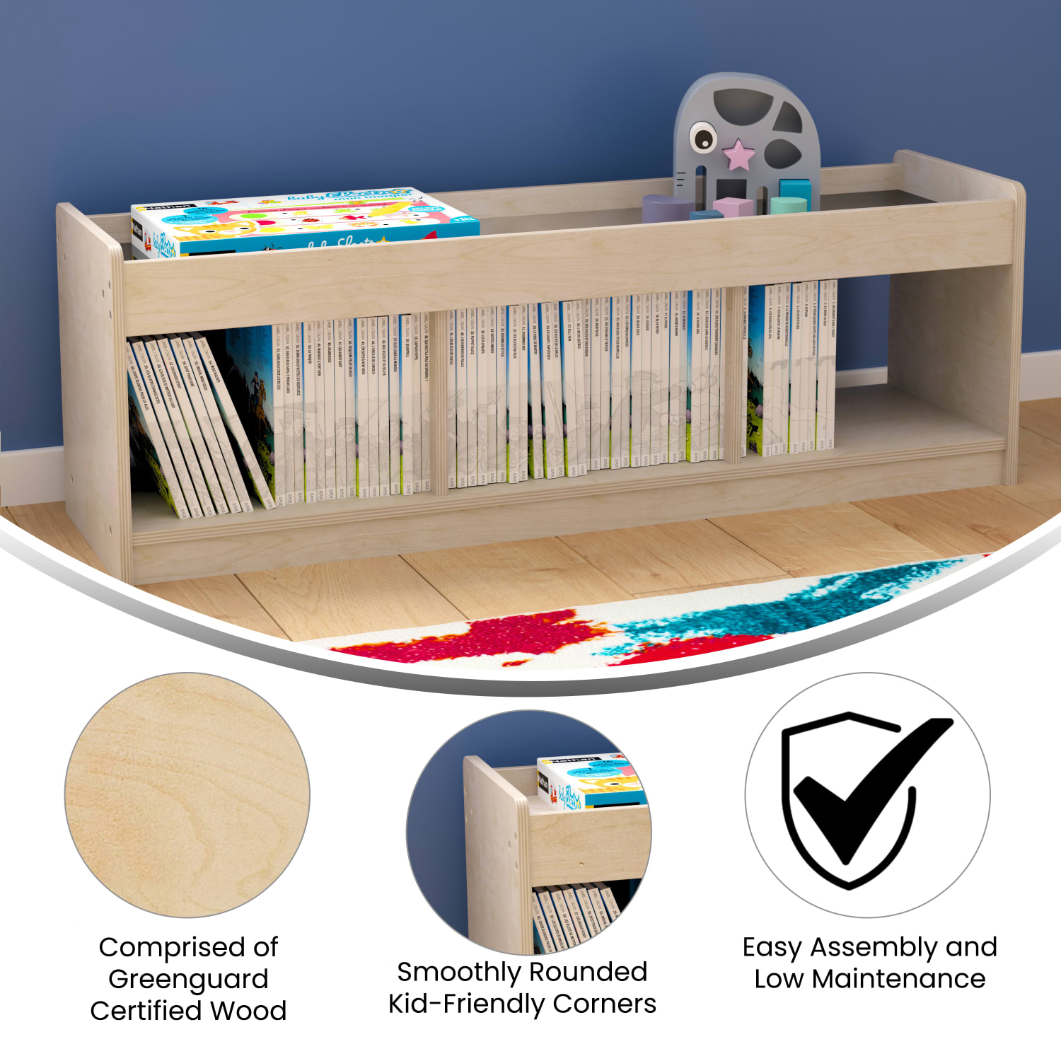Flash Furniture Bright Beginnings Commercial-Grade Modular Wooden 2-Sided 3-Section Classroom Storage Unit, Beech - MKKE24596 - Image 5