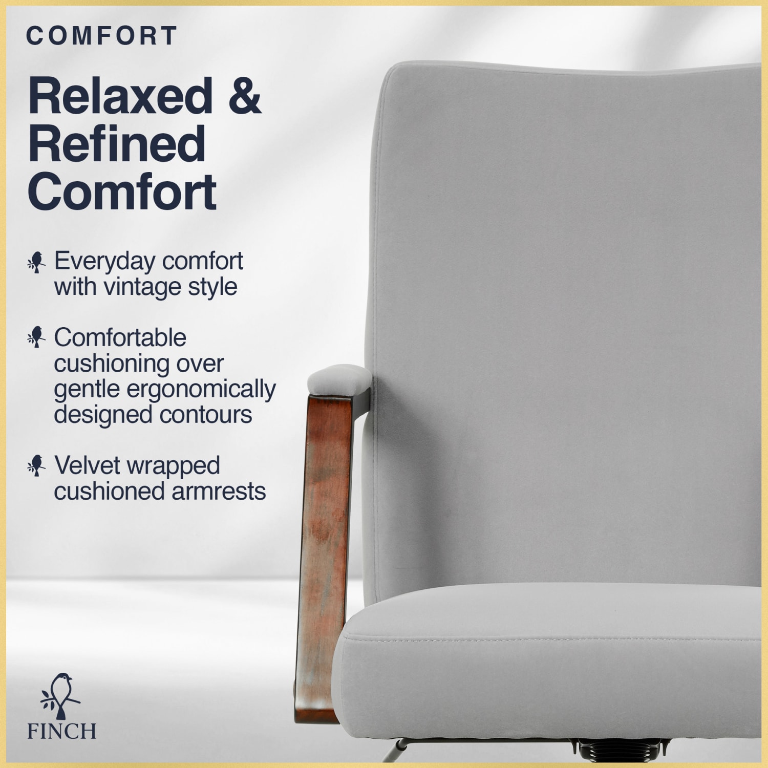 Finch NEO ONE Ergonomic Fabric Hi-Back Executive Office Chair, Gray - Image 4