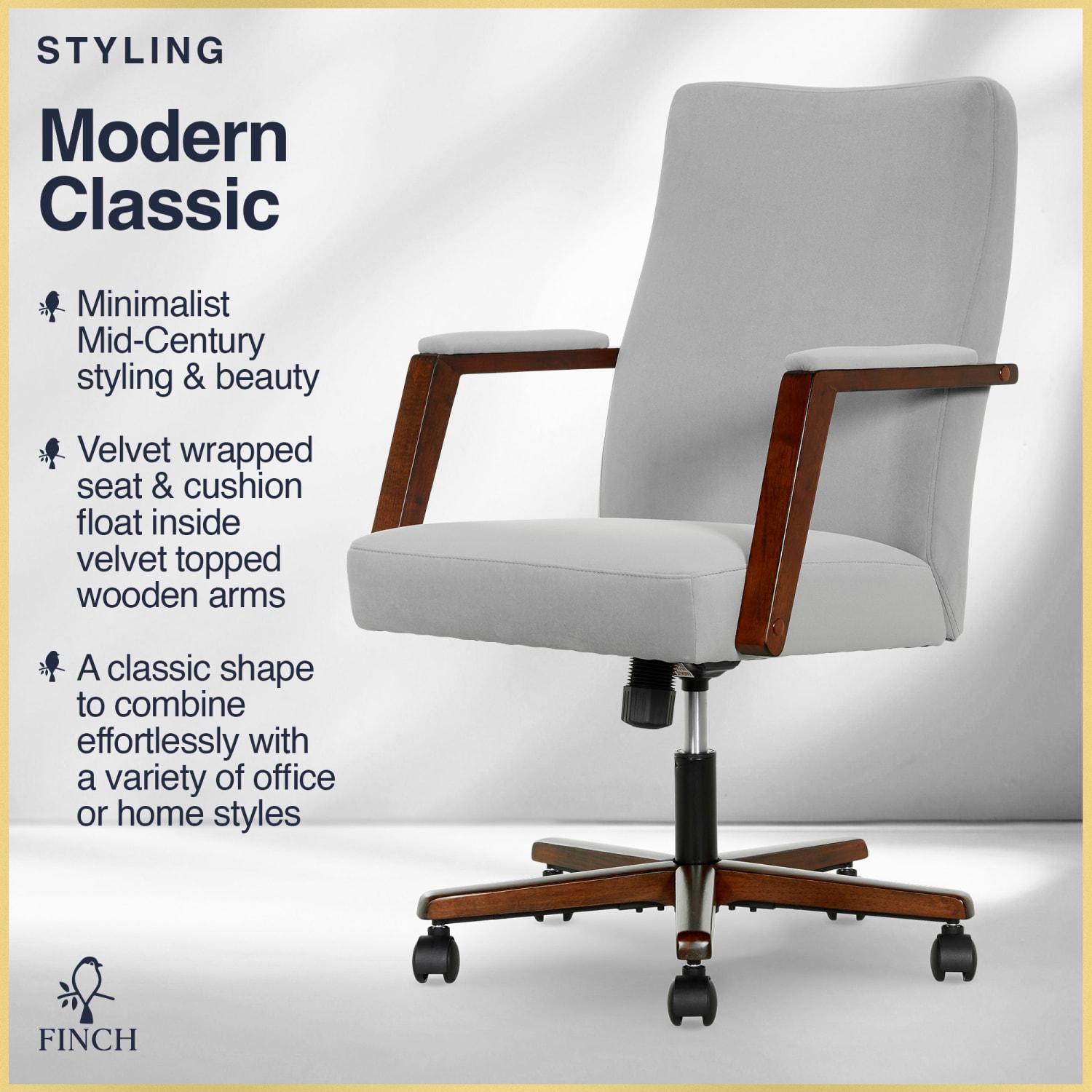 Finch NEO ONE Ergonomic Fabric Hi Back Executive Office Chair Gray PopularChairscom