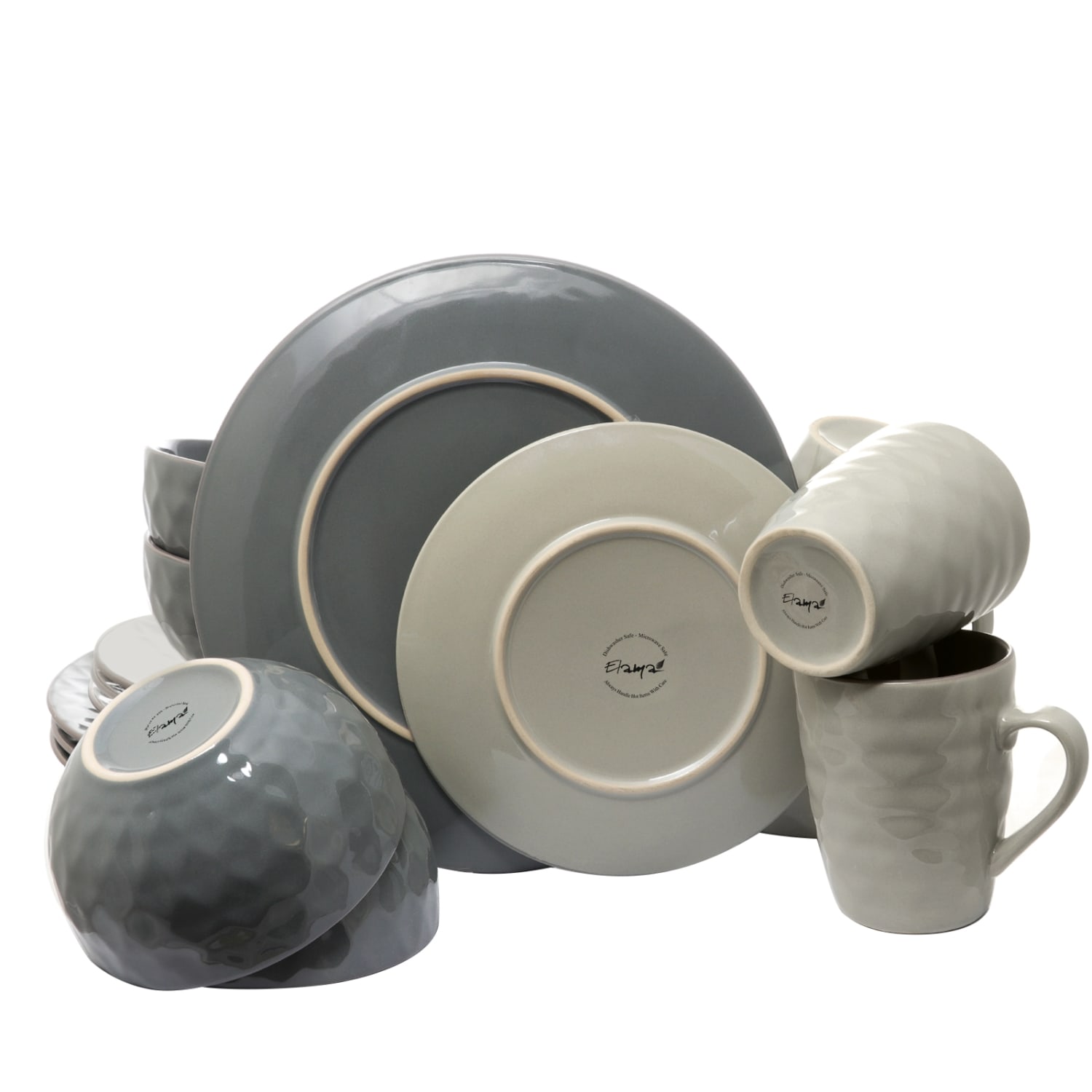 Elama 16-Piece Stoneware Dinnerware Set, Tahitian Pearl - Image 3