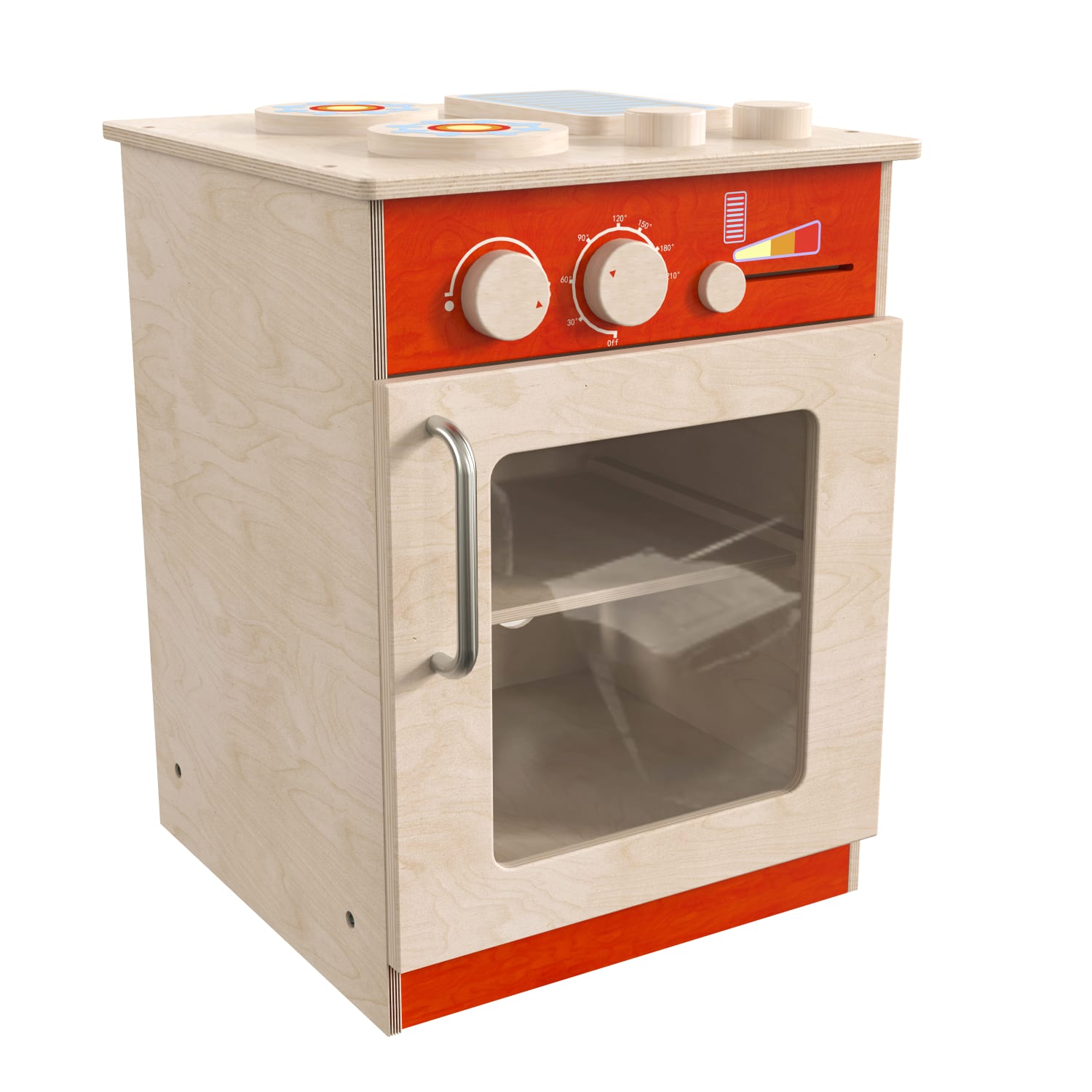 Flash Furniture Bright Beginnings Commercial Grade Wooden Childrens Kitchen Stove With Integrated Storage, 21-1/4inH x 15-1/2inW x 16-1/2inD, Beech - Image 3