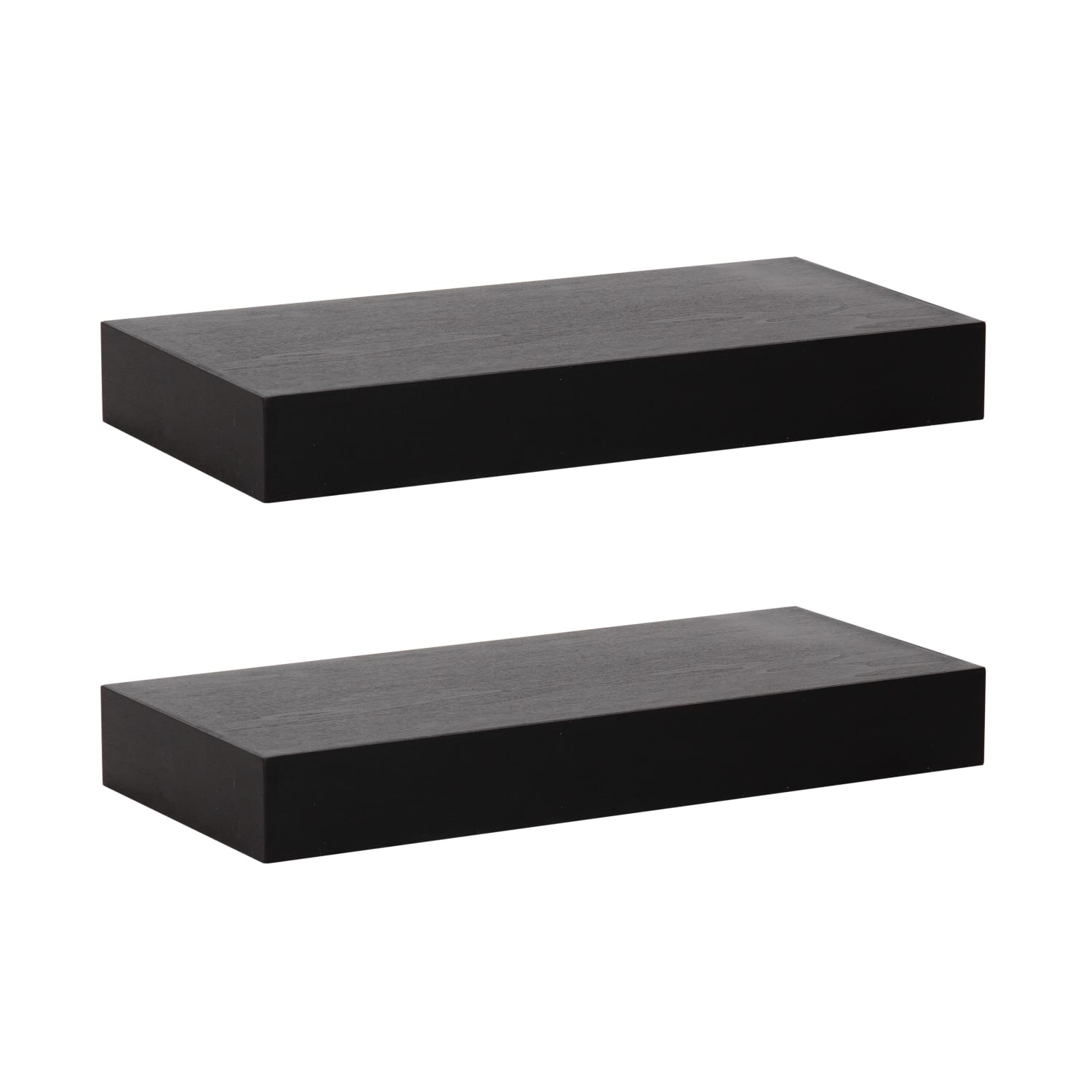 Kate And Laurel Havlock Wall Shelves, 2-1/4inH x 18inW x 8inD, Black, Set Of 2 Shelves