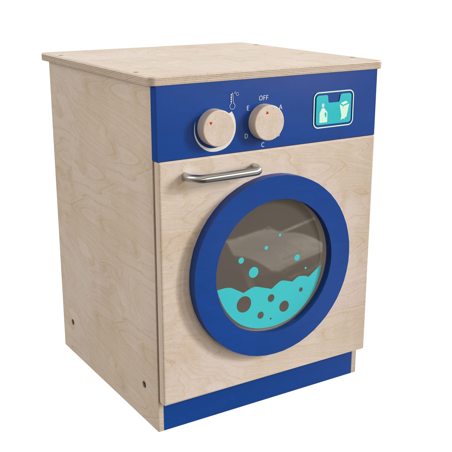 Flash Furniture Bright Beginnings Commercial Grade Wooden Kids Washing Machine With Integrated Storage And Turning Knobs, 20-1/2inH x 15-1/2inW x 15-3/4inD, Beech - Image 3