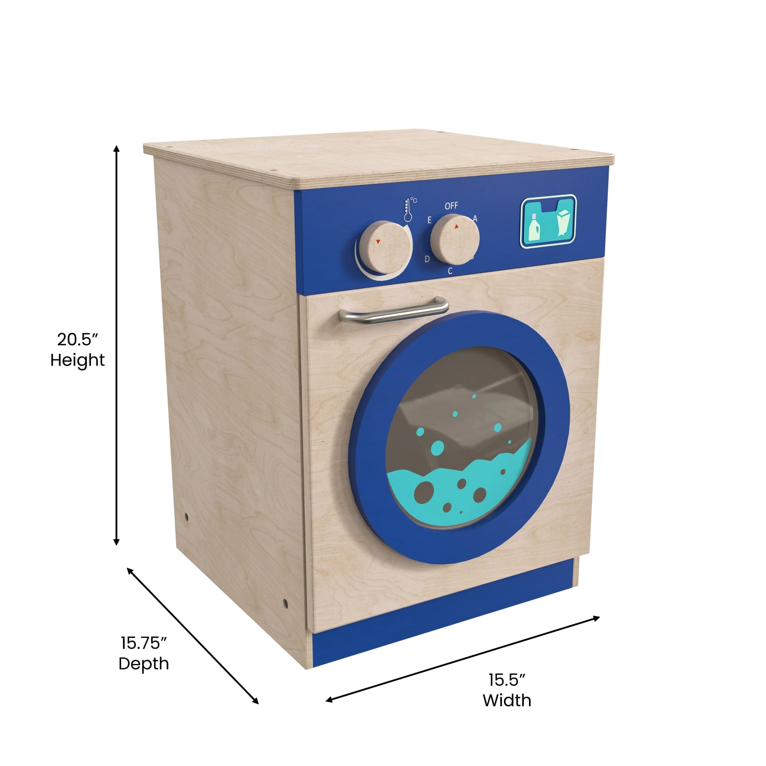 Flash Furniture Bright Beginnings Commercial Grade Wooden Kids Washing Machine With Integrated Storage And Turning Knobs, 20-1/2inH x 15-1/2inW x 15-3/4inD, Beech - Image 6