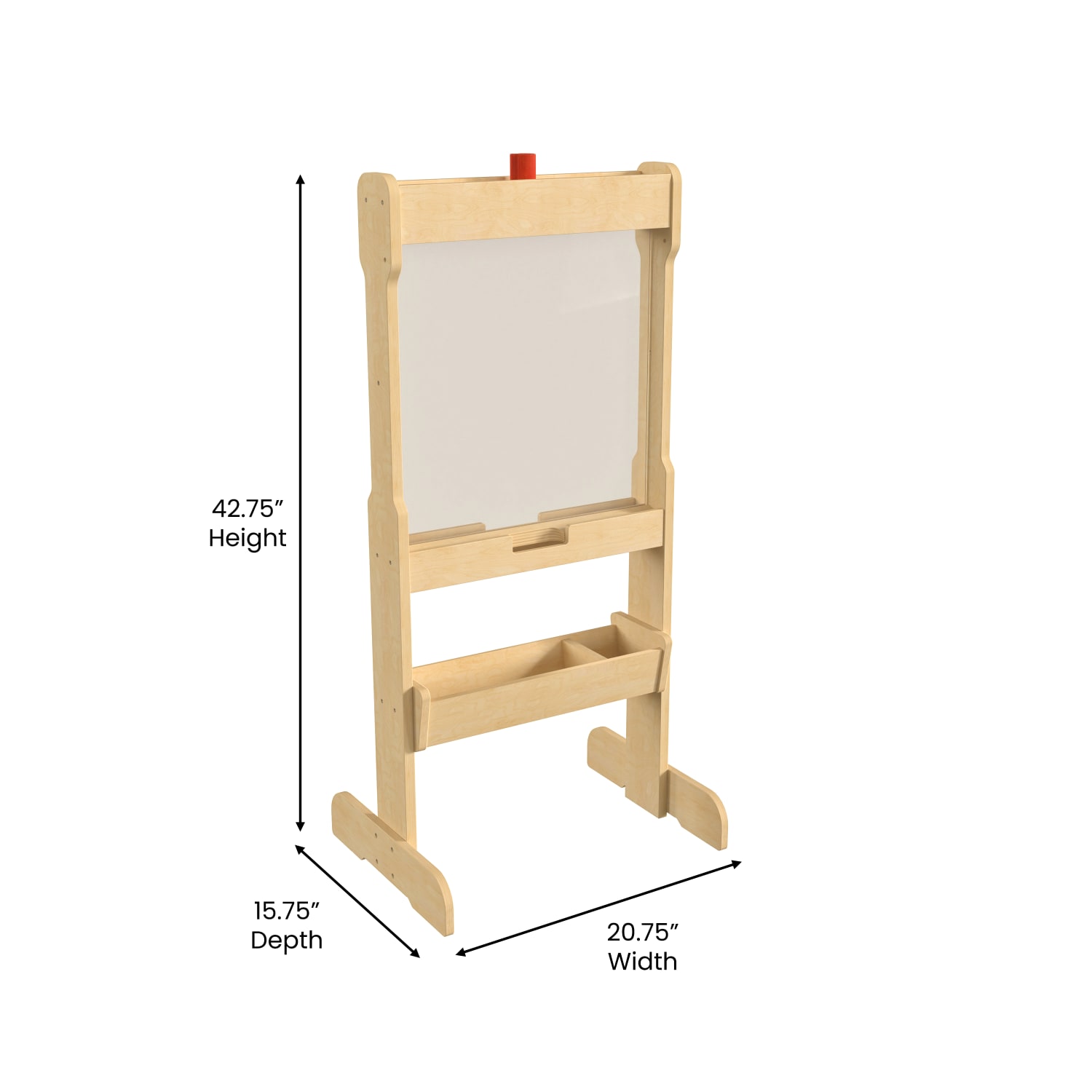 Flash Furniture Bright Beginnings Commercial Grade Double-Sided Wooden Free-Standing STEAM Easel With Storage Tray, Beech - Image 6