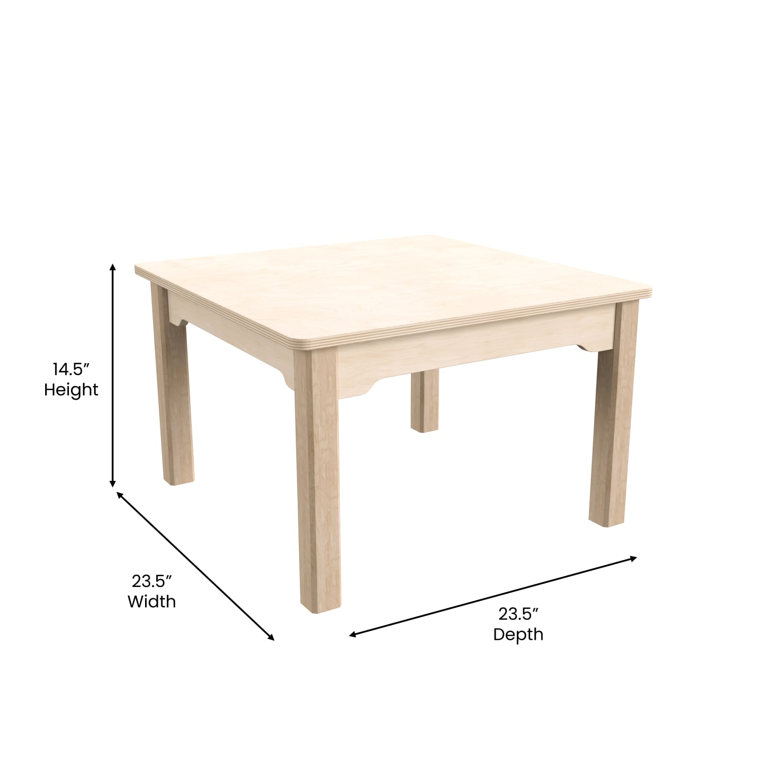 Flash Furniture Bright Beginnings Commercial Grade Wooden Square Preschool Classroom Activity Table, 14-1/2inH x 23-1/2inW x 23-1/2inD, Beech - Image 6