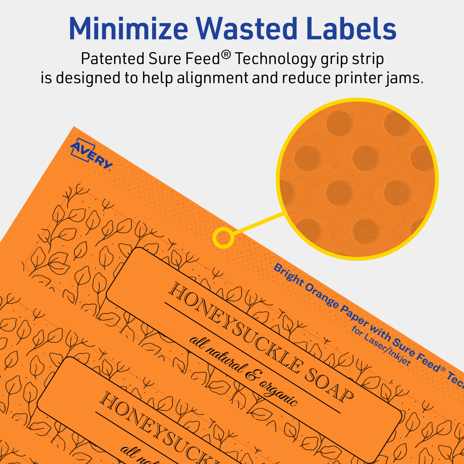 Avery Print-To-The-Edge Labels With Sure Feed Technology, 94231-BOP80, Rectangle, 1-1/2in x 7-1/2in, Matte Bright Orange, Pack of 400 - Image 5