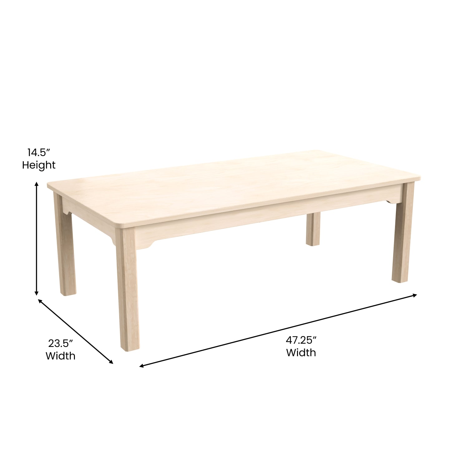 Flash Furniture Bright Beginnings Commercial Grade Rectangular Wooden Preschool Classroom Activity Table, 14-1/2inH x 23-1/2inW x 47-1/4inD, Beech - Image 6