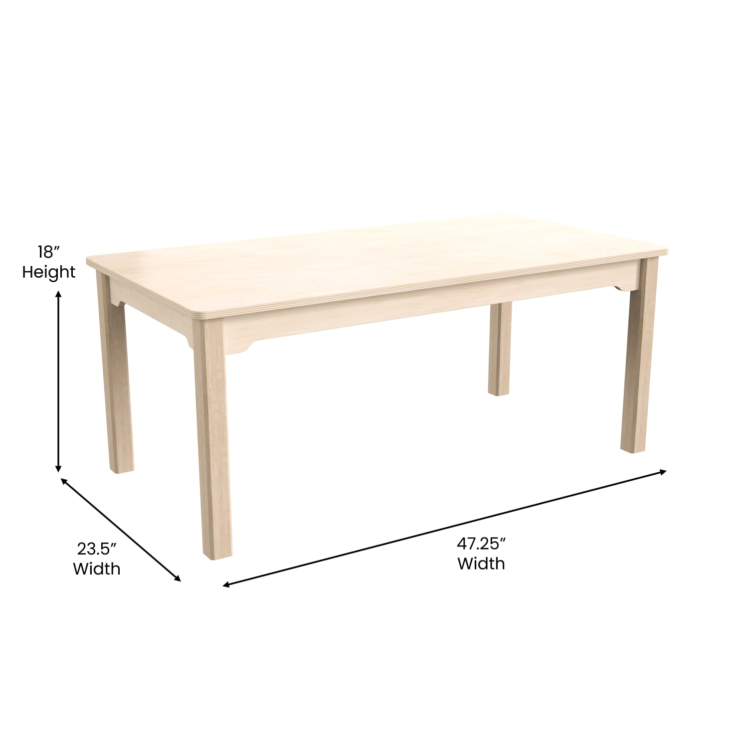 Flash Furniture Bright Beginnings Commercial Rectangular Wooden Preschool Classroom Activity Table, 18inH x 23-1/2inW x 47-1/4inD, Beech - Image 6