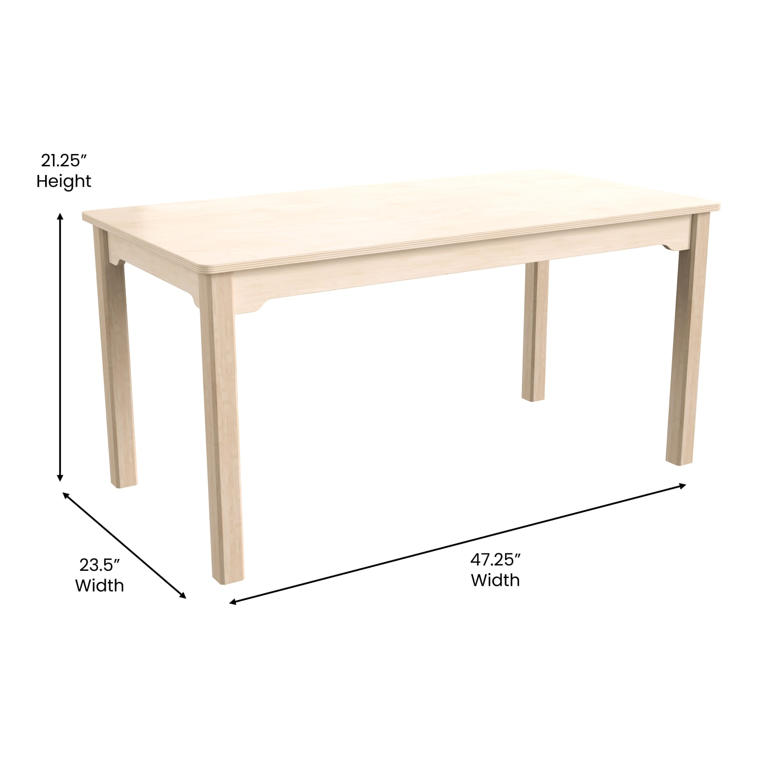 Flash Furniture Bright Beginnings Commercial Grade Rectangular Wood Preschool Classroom Activity Table, 21-1/4inH x 23-1/2inW x 47-1/4inD, Beech - Image 6