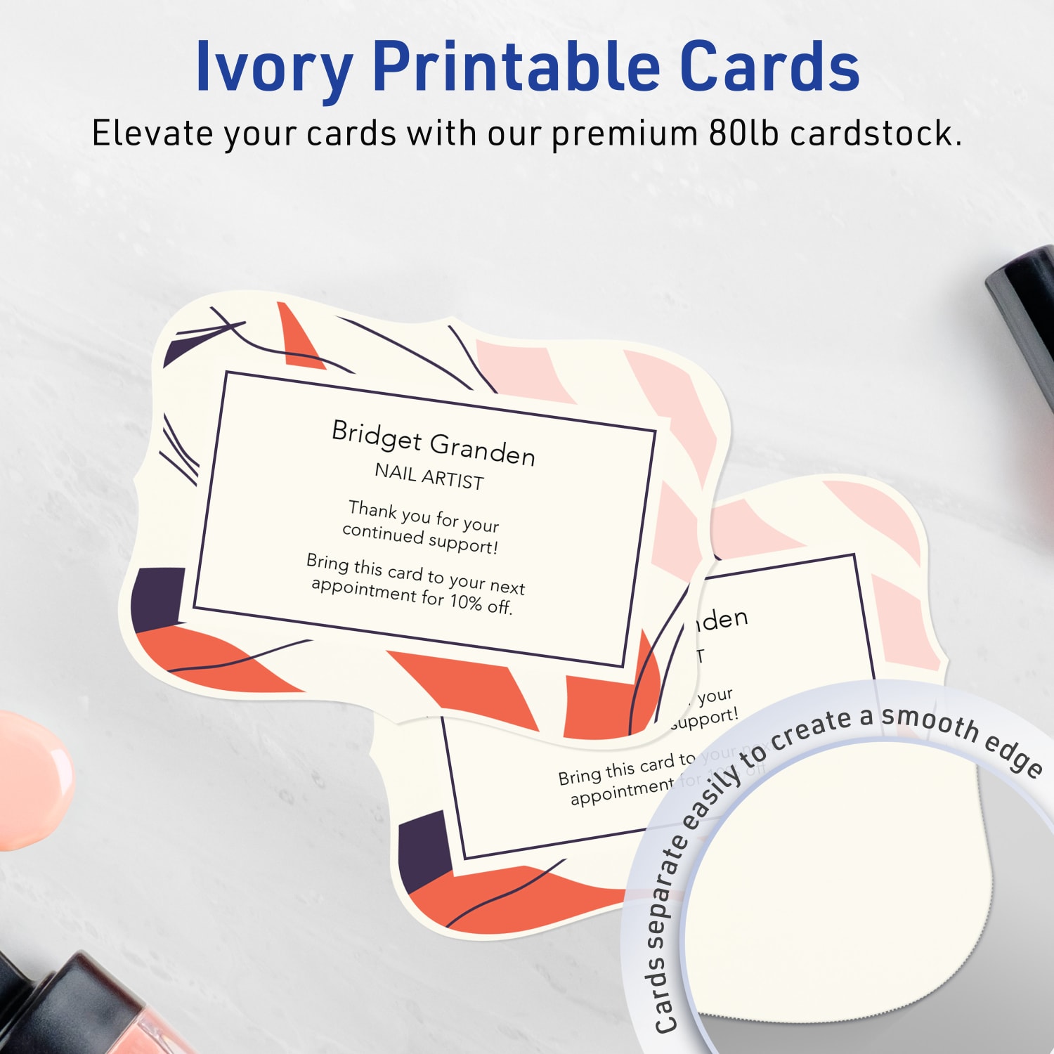 Avery Printable Postcards, 3-1/2in x 5in Rectangle Flourished Edge, Matte Ivory, Pack Of 200 - Image 3