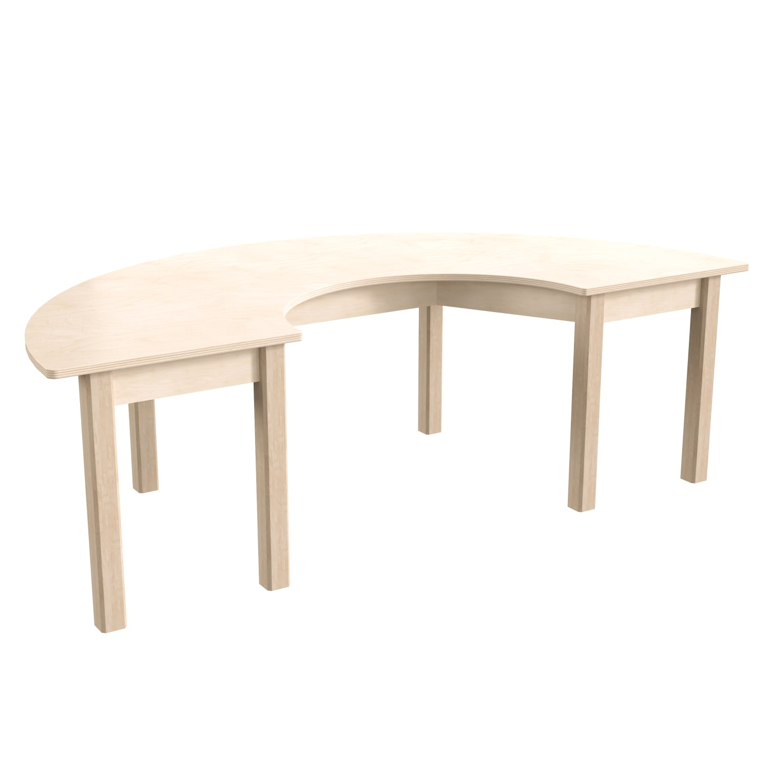 Flash Furniture Bright Beginnings Commercial Wooden Half Circle Preschool Classroom Activity Table, 18inH x 29-1/2inW x 59inD, Beech - Image 3