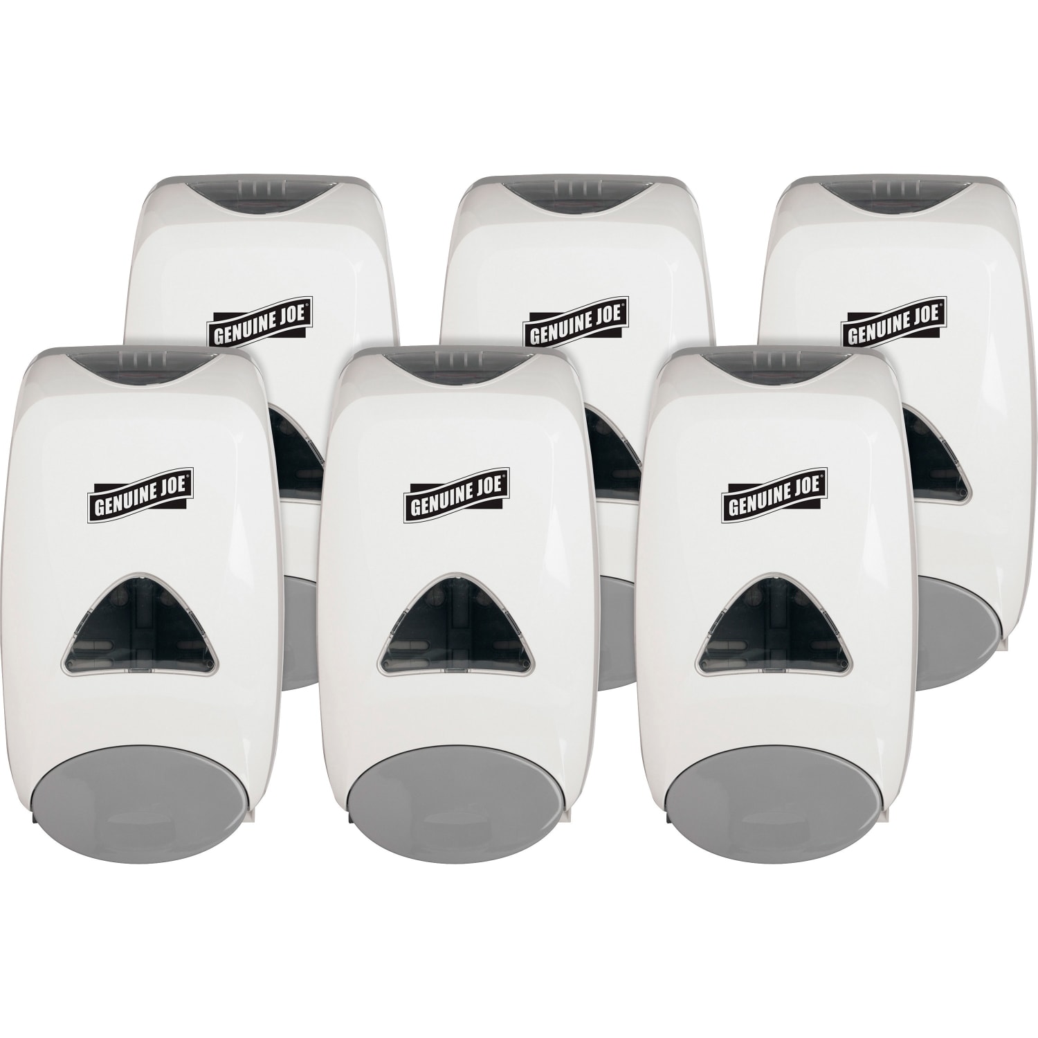 Genuine Joe 1250 ml Foam Soap Dispenser - Manual - 1.32 quart Capacity - Site Window, Soft Push, Sanitary-sealed, Refillable - White - 6 / Carton - Image 4